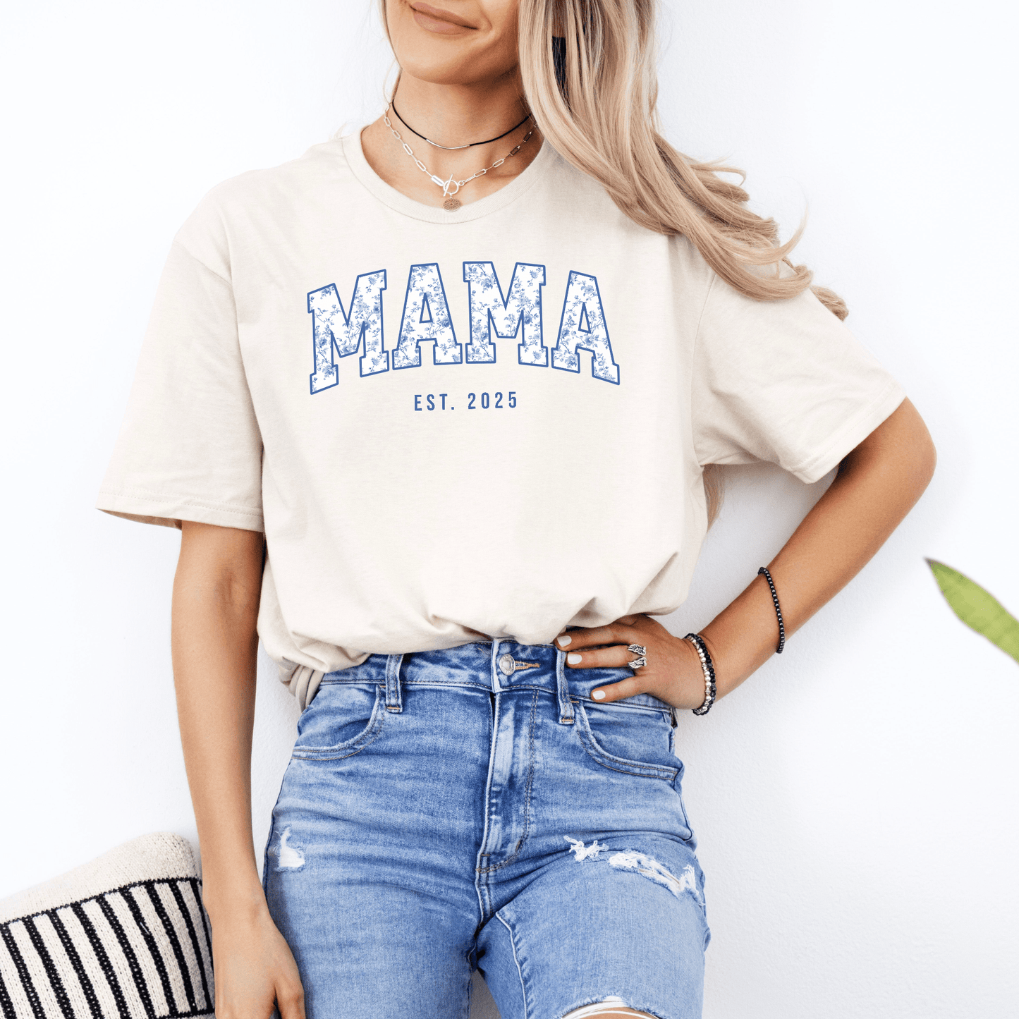 Custom Mama Est. Year Shirt |Toile De Jouy Tee