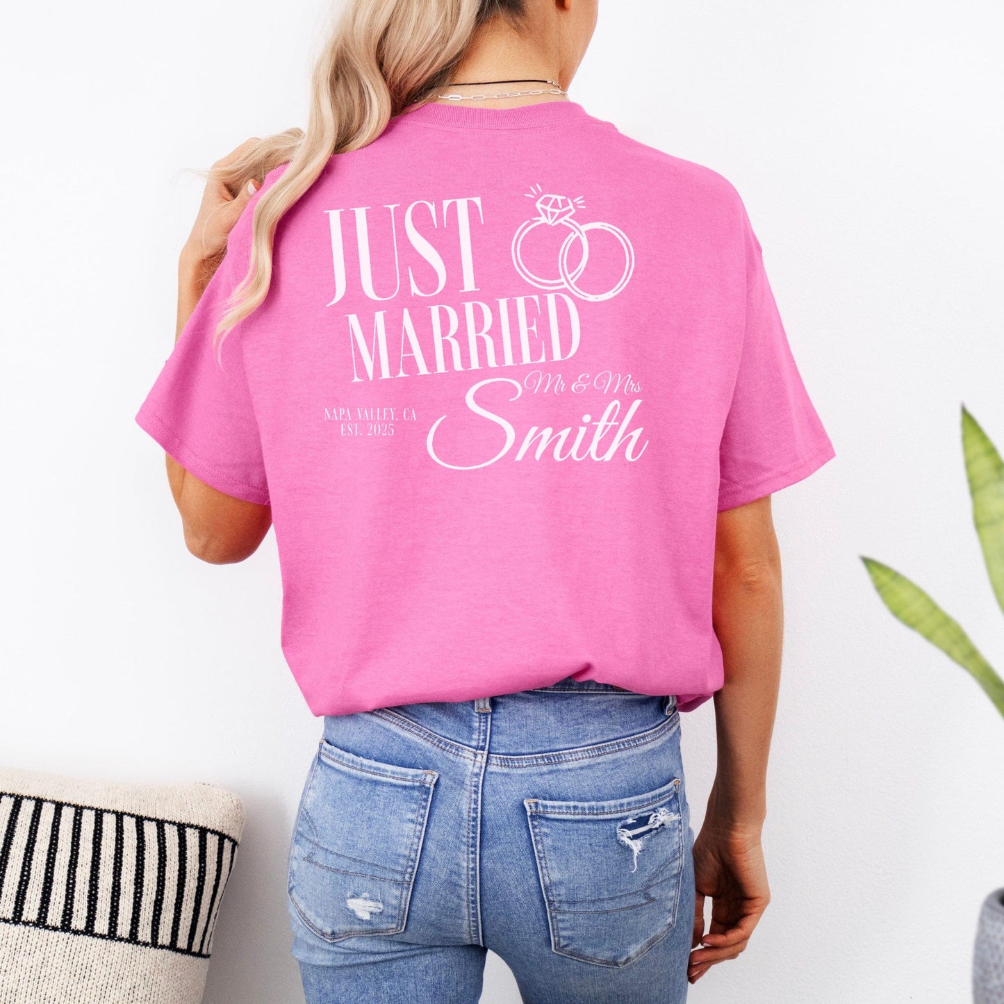 Personalised Just Married Shirt | Hubby & Wifey Custom Wedding Tee
