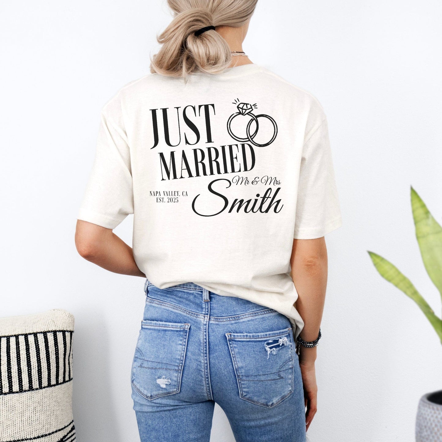 Personalised Just Married Shirt | Hubby & Wifey Custom Wedding Tee