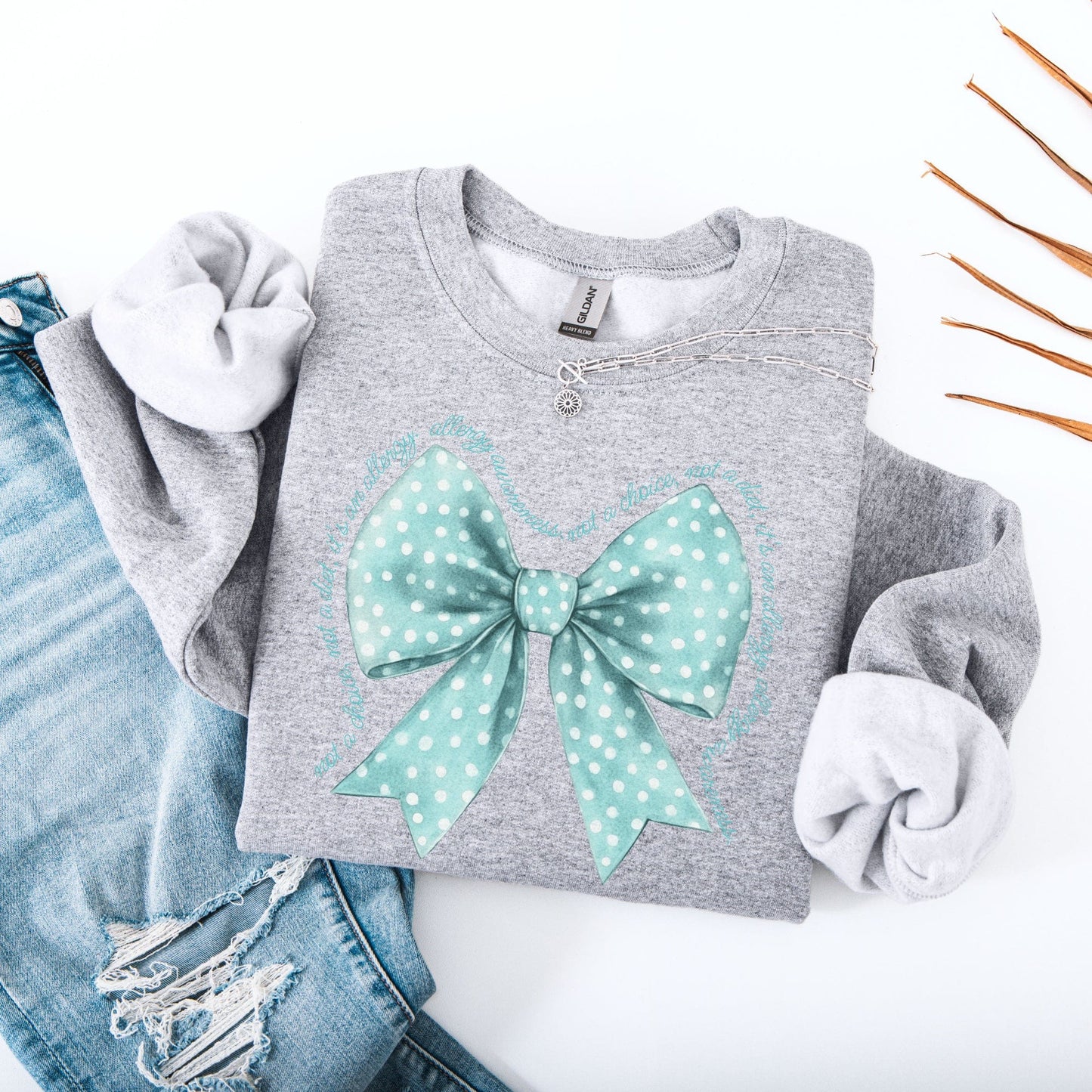 Allergy Awareness Bow Sweatshirt | CMPA & Food Allergy Jumper for Mums