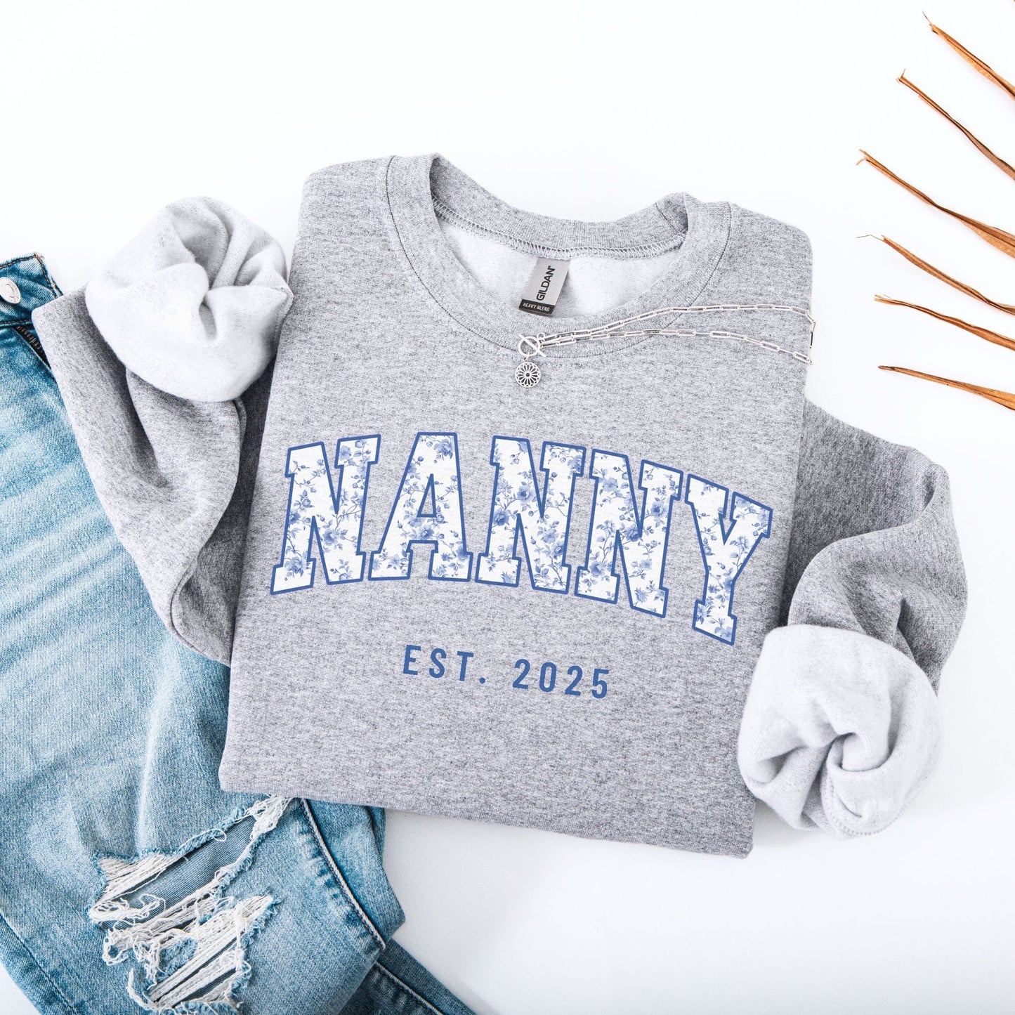 Personalised Nanny Sweatshirt | Chinoiserie Grandma Gift with Custom Year