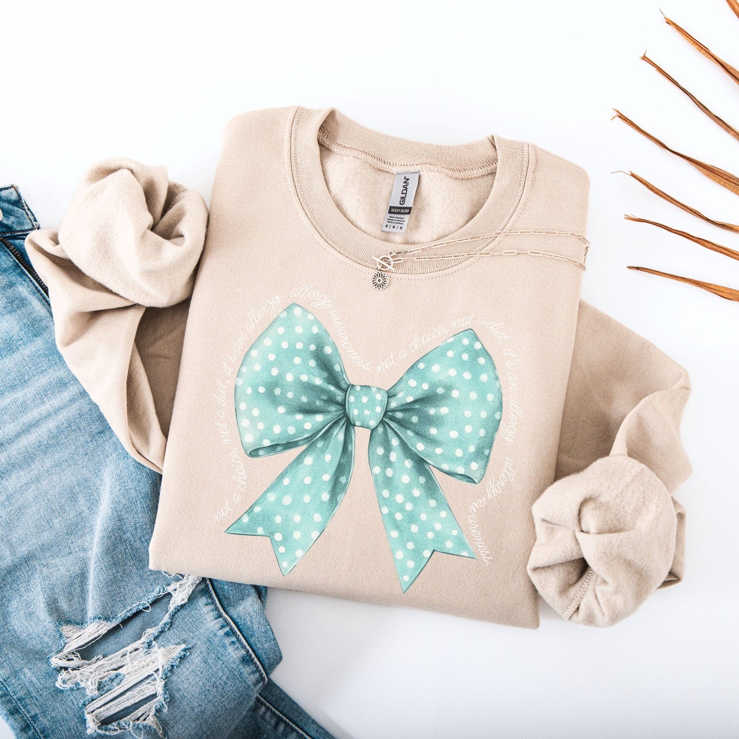 Allergy Awareness Bow Sweatshirt | CMPA & Food Allergy Jumper for Mums