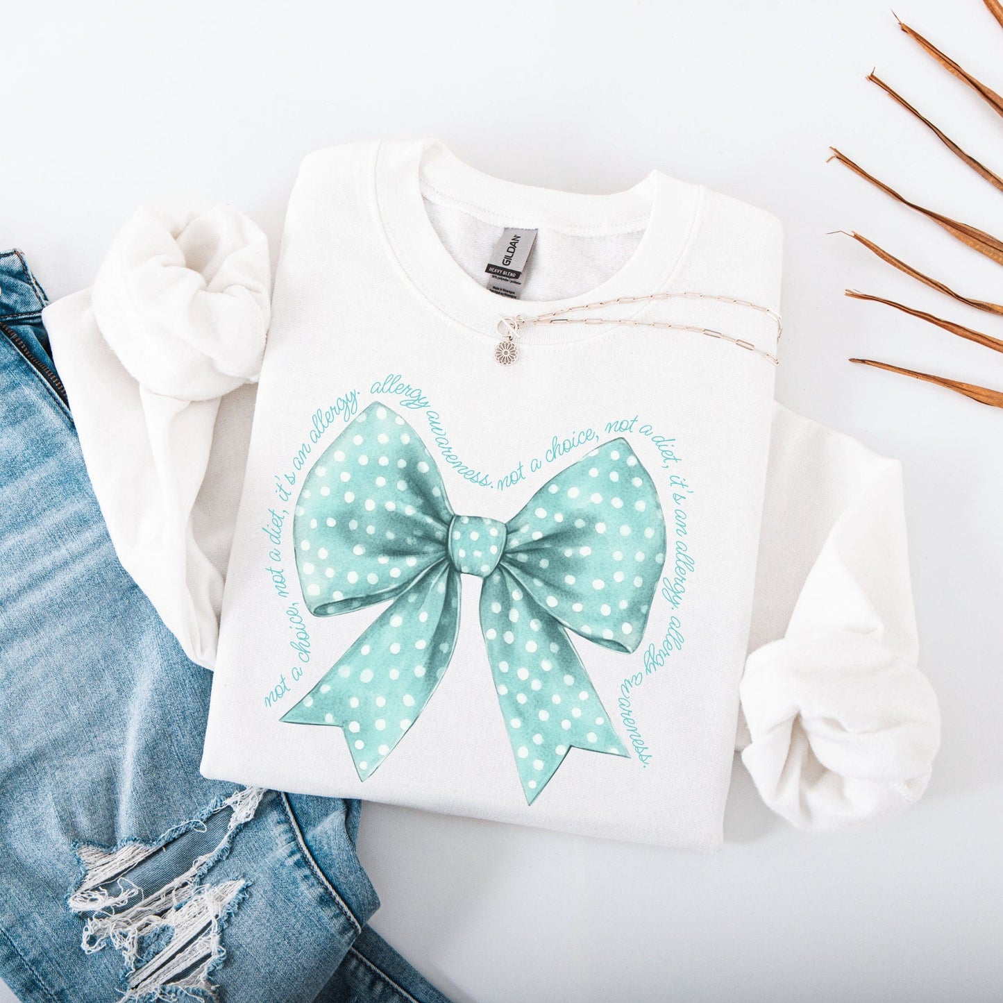 Allergy Awareness Bow Sweatshirt | CMPA & Food Allergy Jumper for Mums