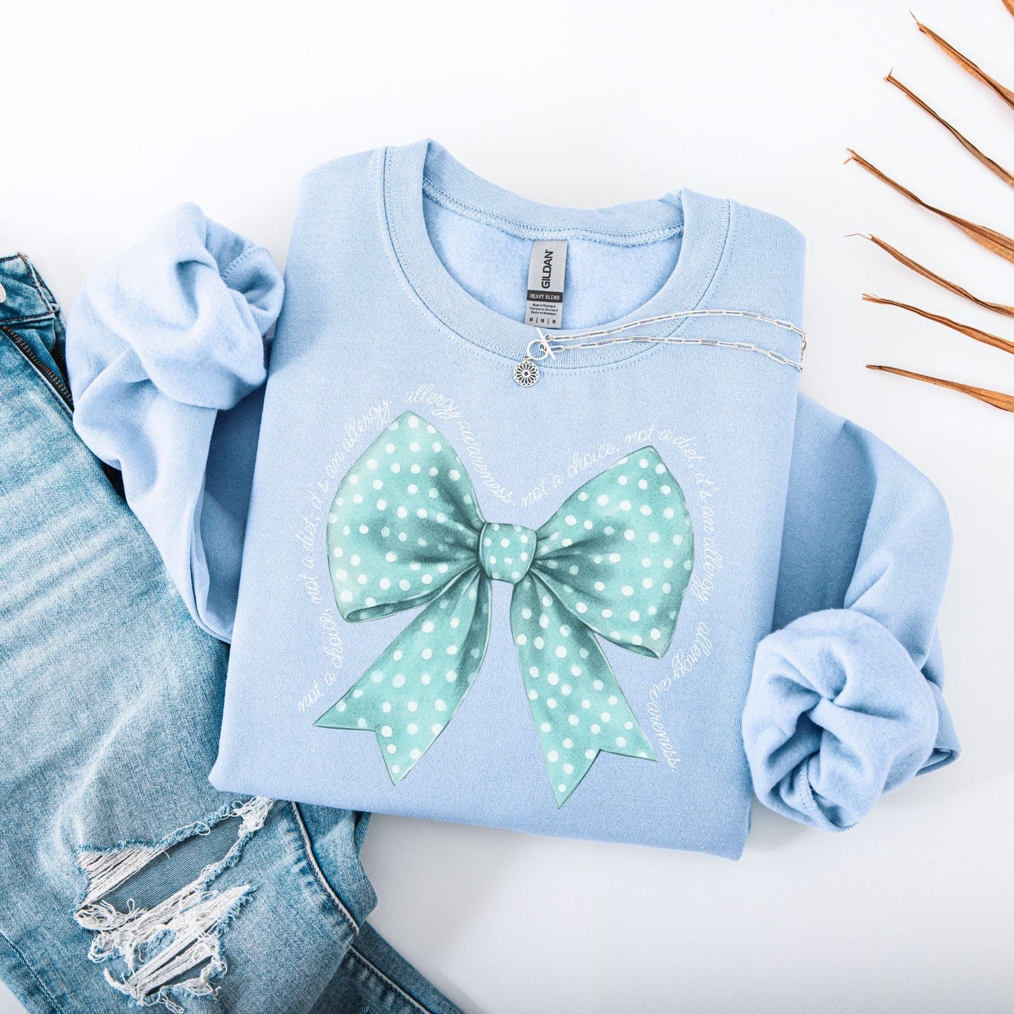Allergy Awareness Bow Sweatshirt | CMPA & Food Allergy Jumper for Mums