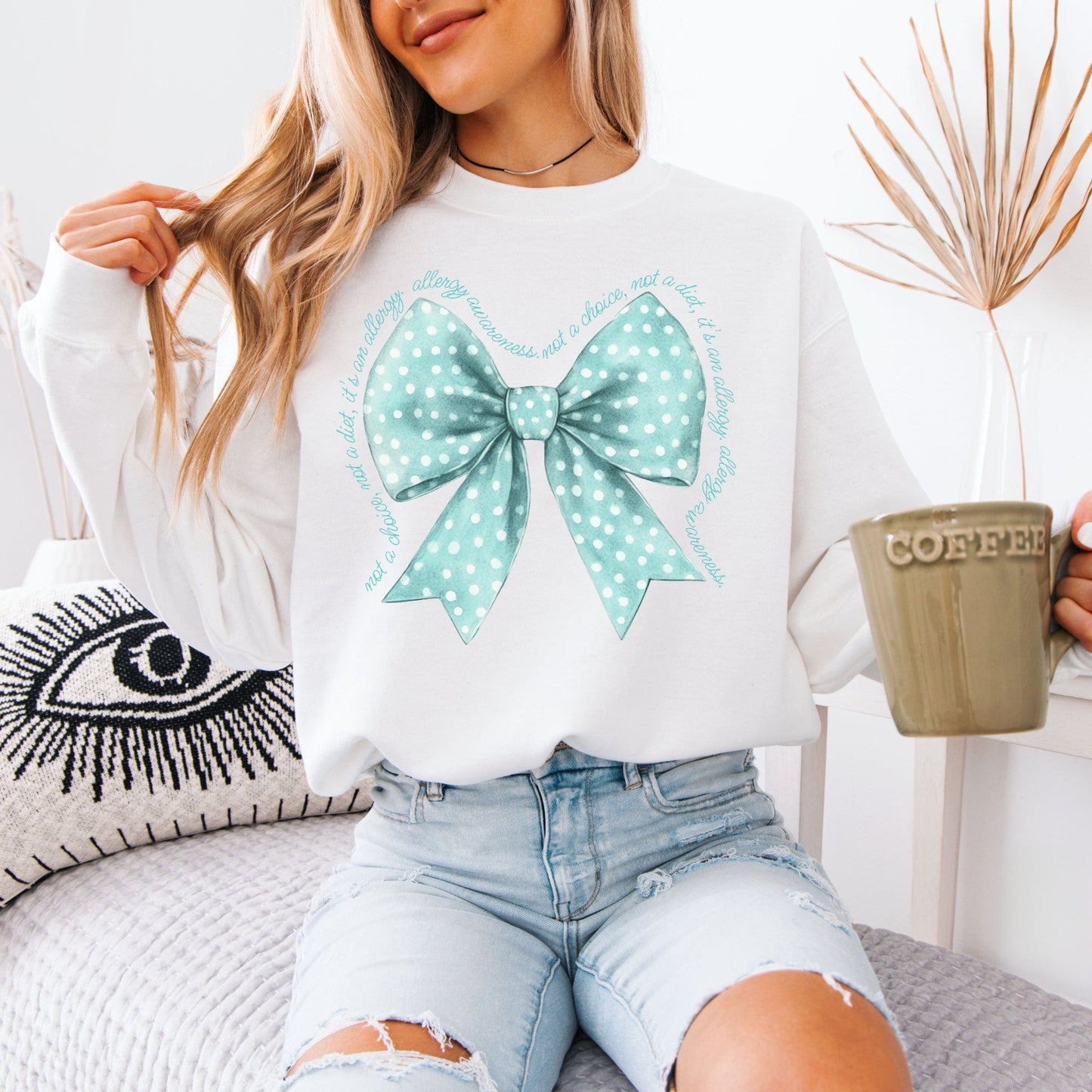 Allergy Awareness Bow Sweatshirt | CMPA & Food Allergy Jumper for Mums