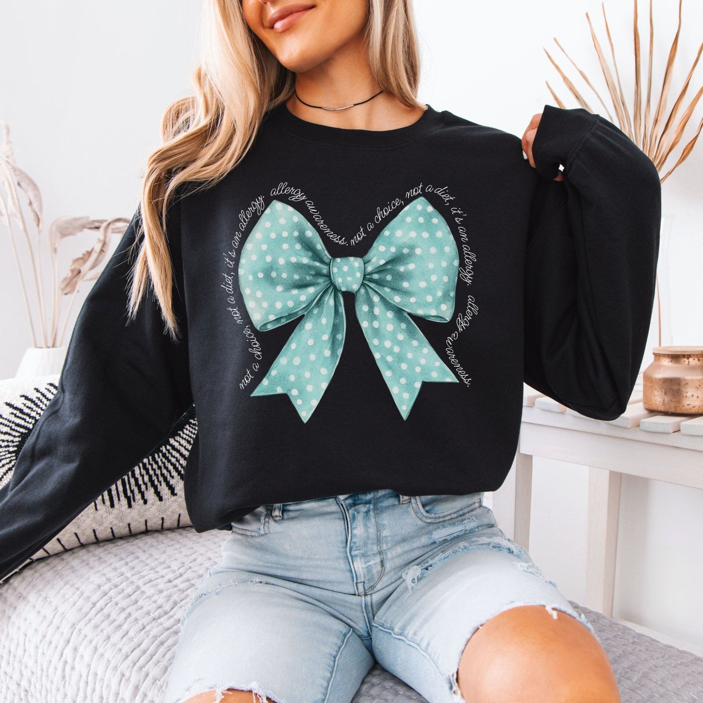 Allergy Awareness Bow Sweatshirt | CMPA & Food Allergy Jumper for Mums