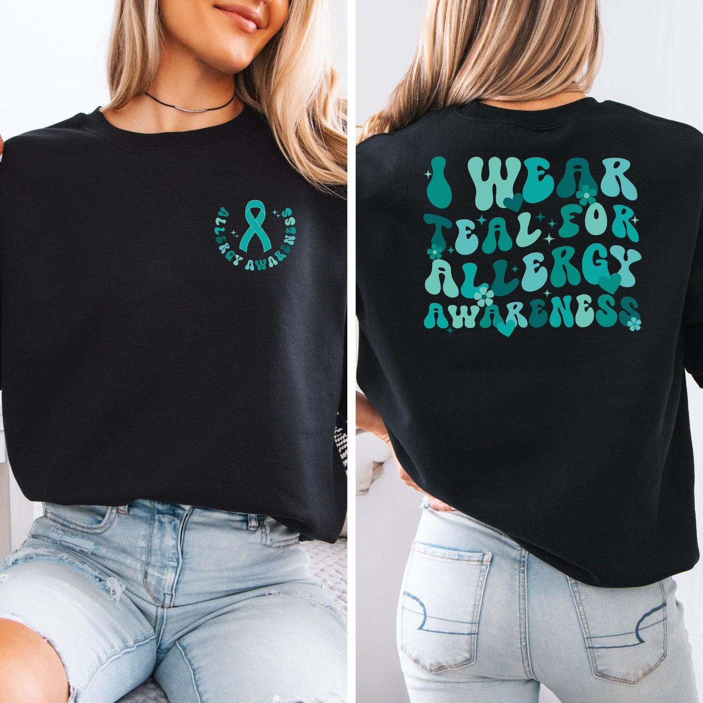I Wear Teal for Allergy Awareness Sweatshirt | Food Allergy Support Jumper