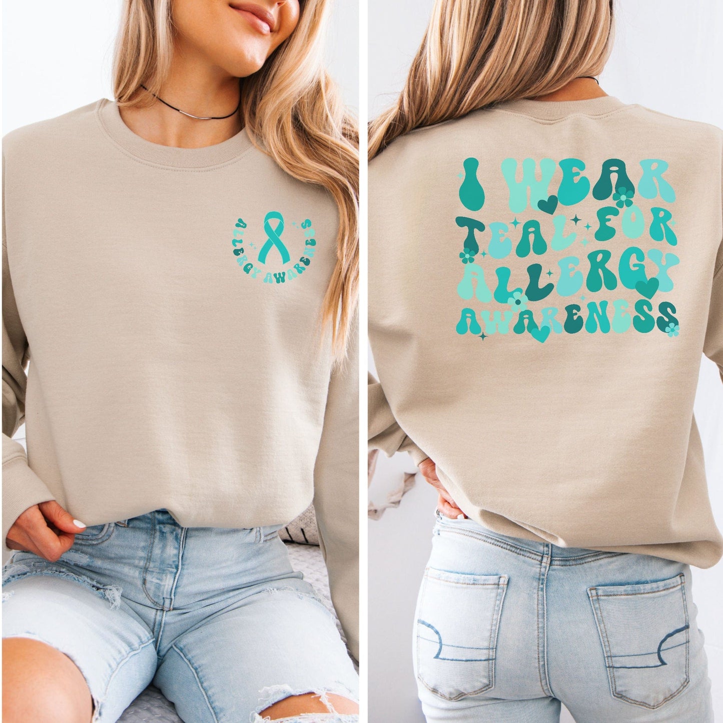 I Wear Teal for Allergy Awareness Sweatshirt | Food Allergy Support Jumper