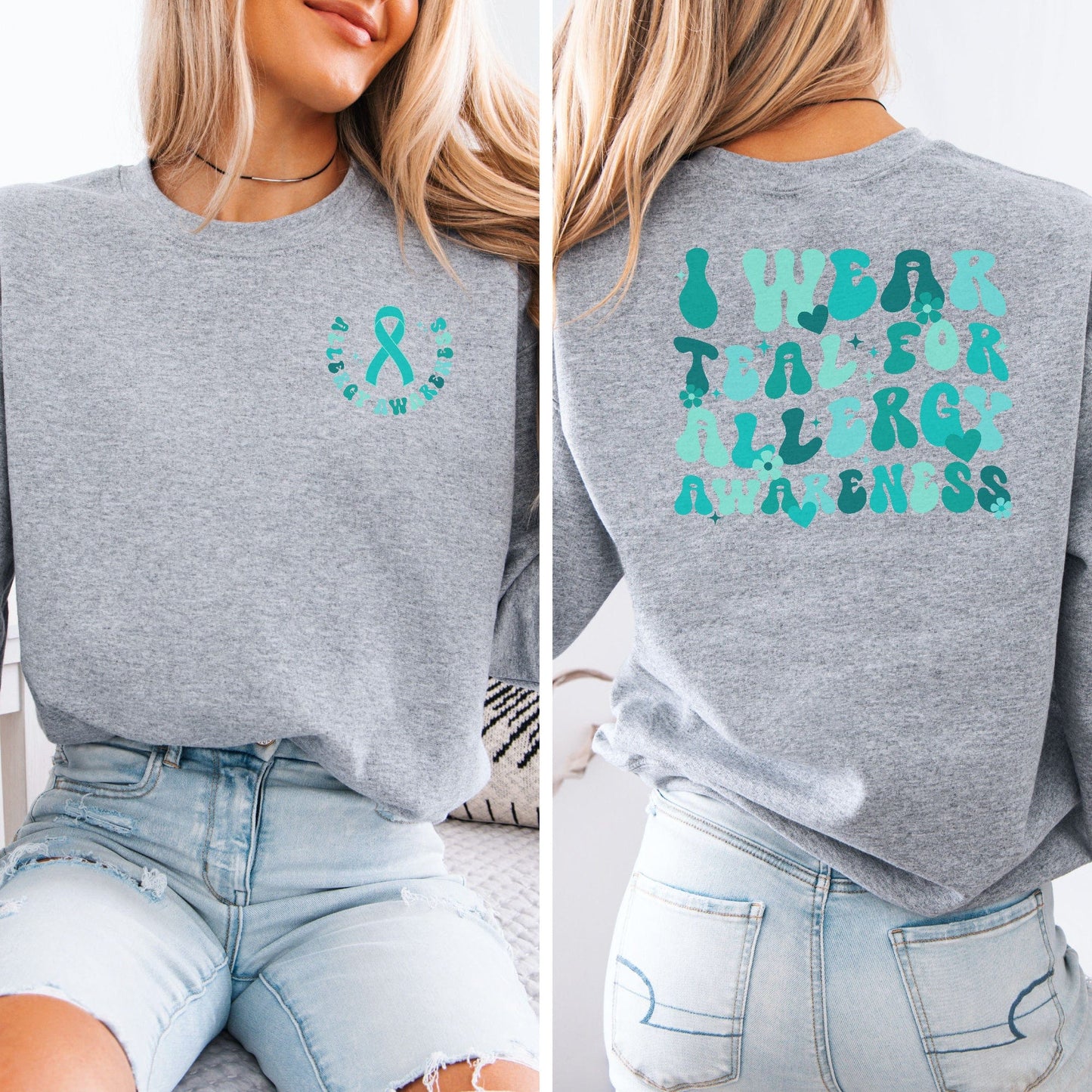 I Wear Teal for Allergy Awareness Sweatshirt | Food Allergy Support Jumper