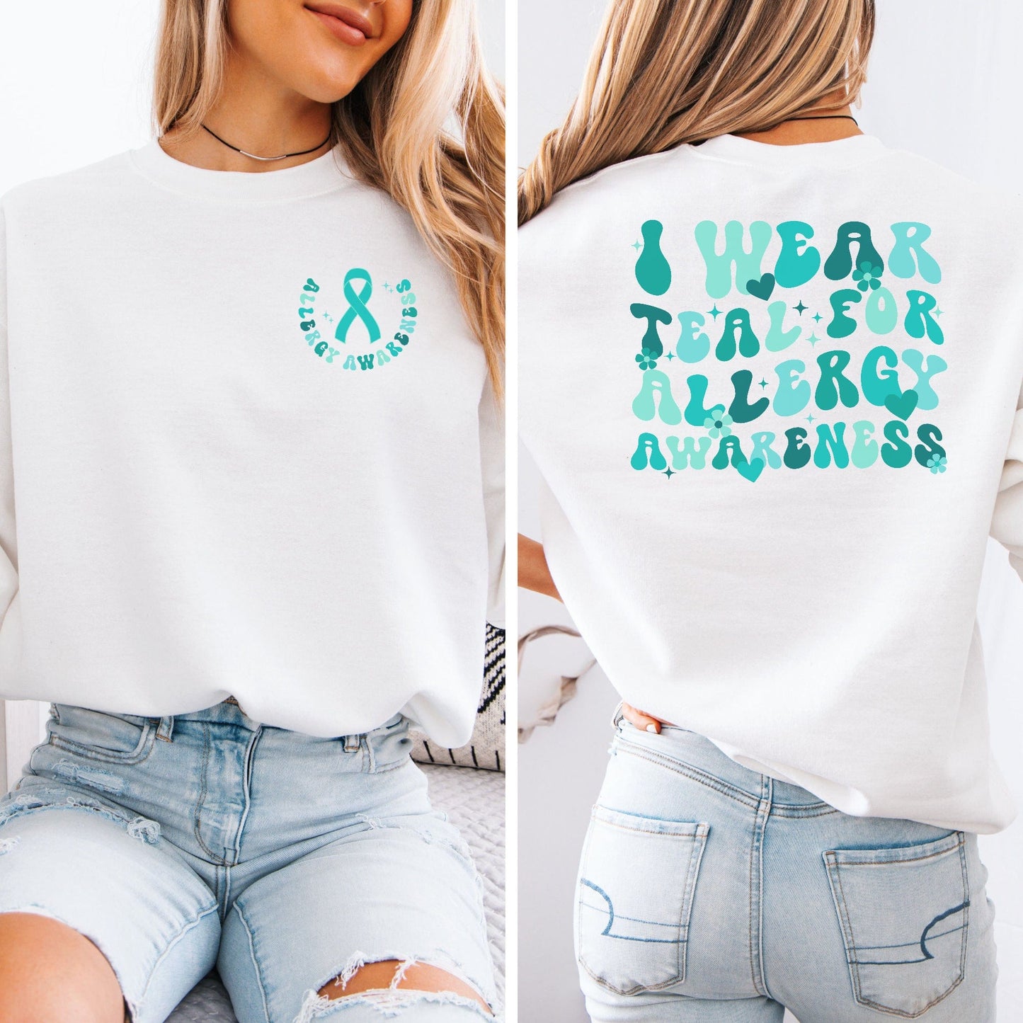 I Wear Teal for Allergy Awareness Sweatshirt | Food Allergy Support Jumper