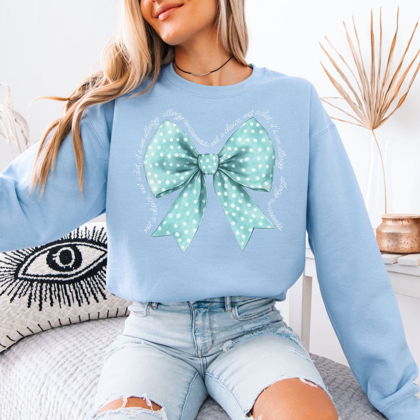 Allergy Awareness Bow Sweatshirt | CMPA & Food Allergy Jumper for Mums