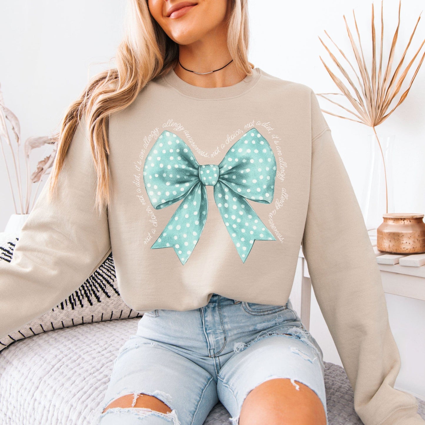 Allergy Awareness Bow Sweatshirt | CMPA & Food Allergy Jumper for Mums