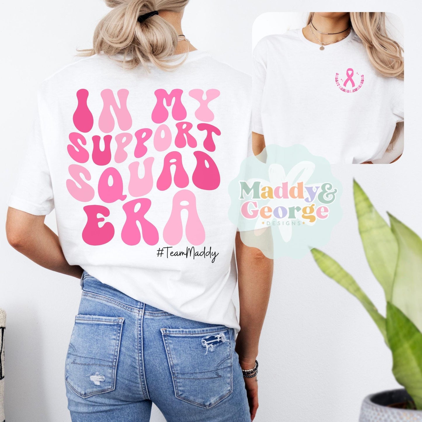 Custom Breast Cancer Support Squad Shirt, Breast Cancer Fighter Support Team Shirts, Custom Cancer Supporter Tee, Family Breast Cancer