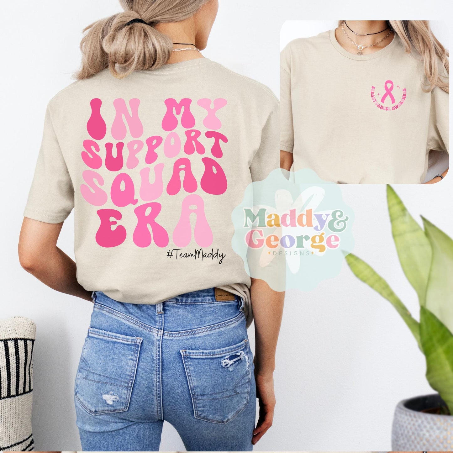 Custom Breast Cancer Support Squad Shirt, Breast Cancer Fighter Support Team Shirts, Custom Cancer Supporter Tee, Family Breast Cancer