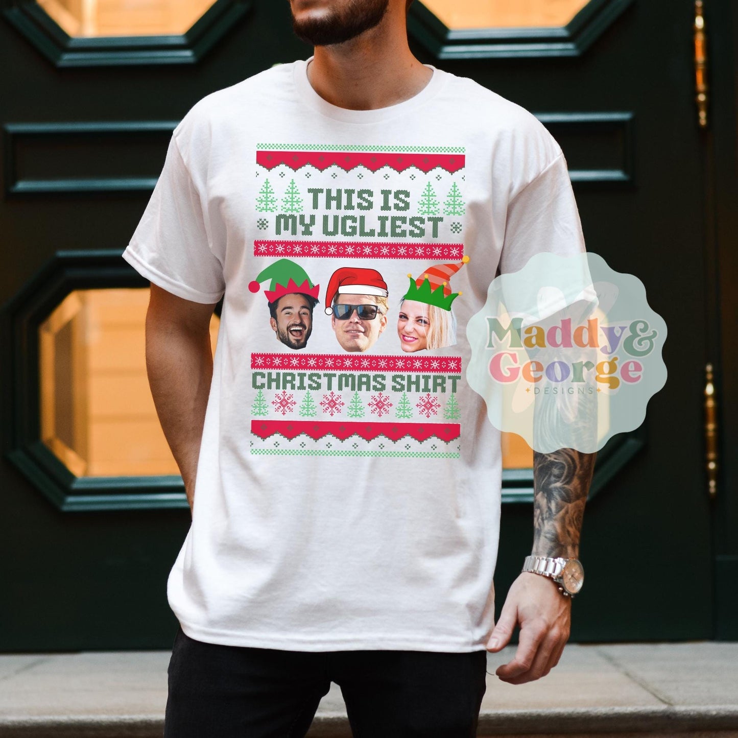 Custom Face Ugly Christmas Shirt, Personalized Ugly Christmas Sweater, Funny Christmas Shirts, Christmas Gift For Siblings, Custom Face Tee
