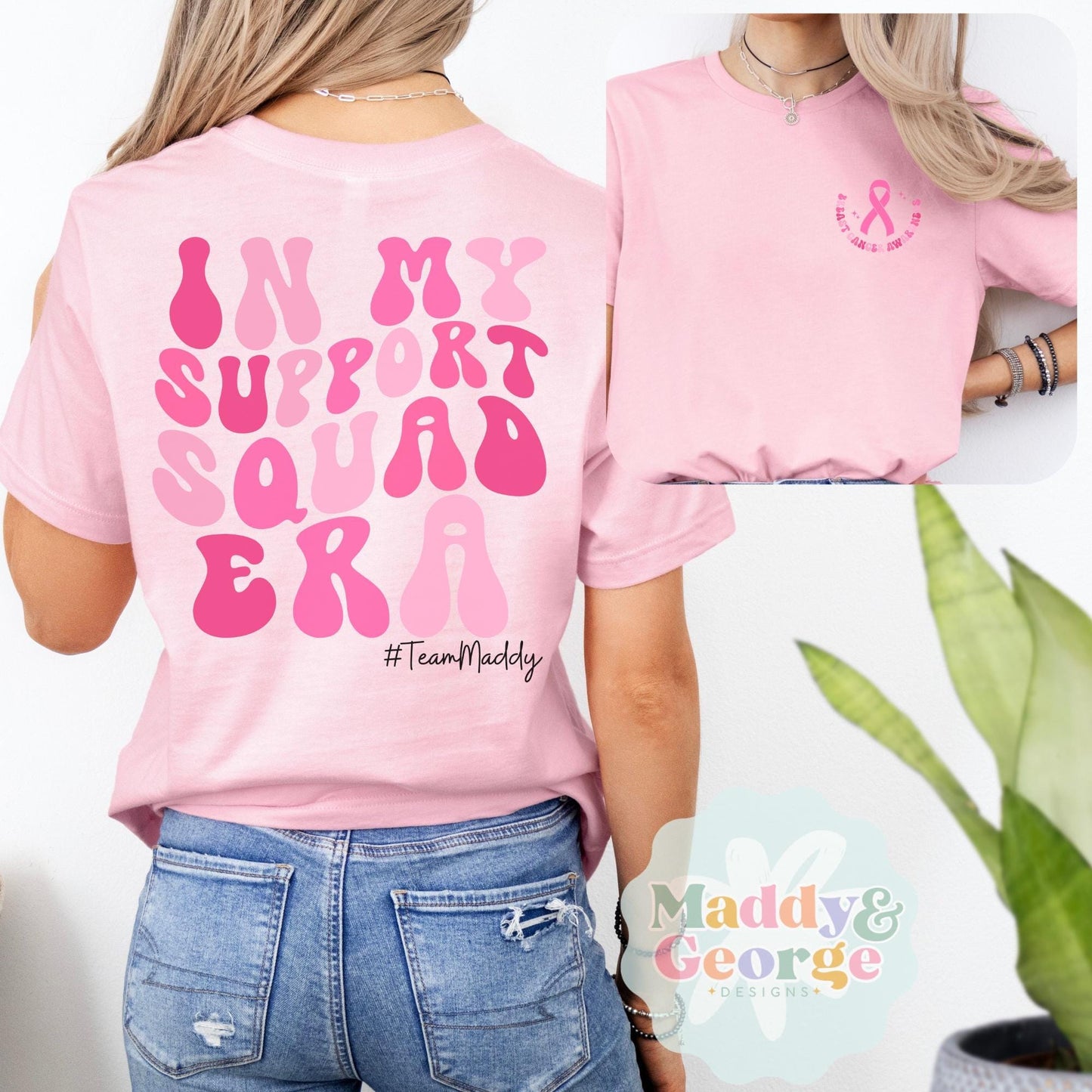 Custom Breast Cancer Support Squad Shirt, Breast Cancer Fighter Support Team Shirts, Custom Cancer Supporter Tee, Family Breast Cancer