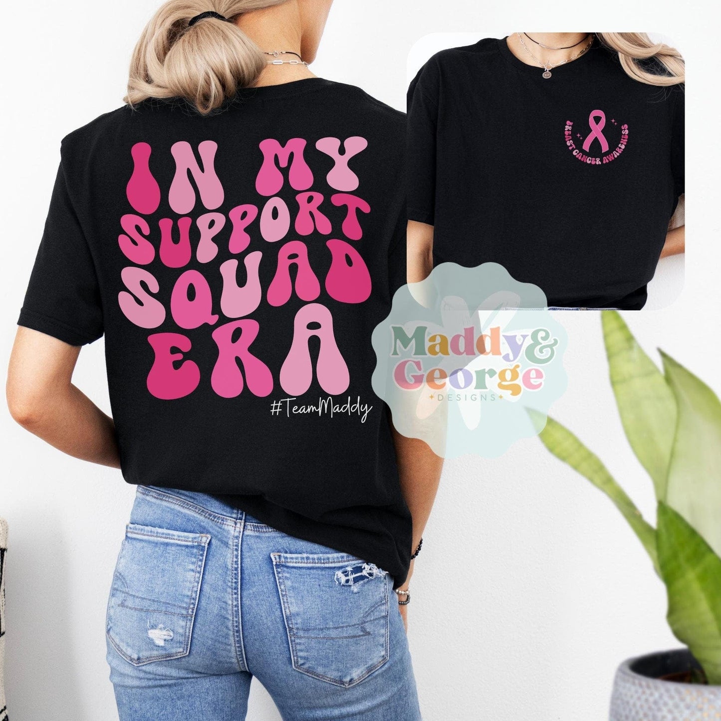 Custom Breast Cancer Support Squad Shirt, Breast Cancer Fighter Support Team Shirts, Custom Cancer Supporter Tee, Family Breast Cancer