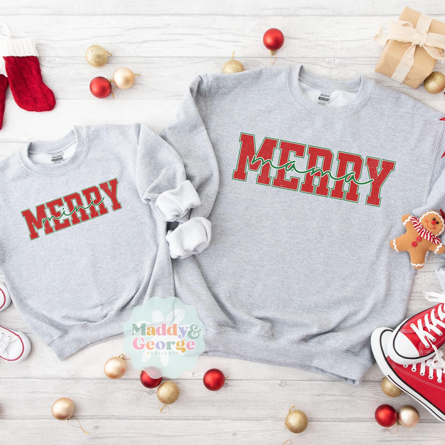 Custom Family Matching Christmas Sweatshirt, Mommy and Me Christmas Sweaters, Cute Winter Sweater, Retro Christmas Vibes Crewneck, Xmas Tee
