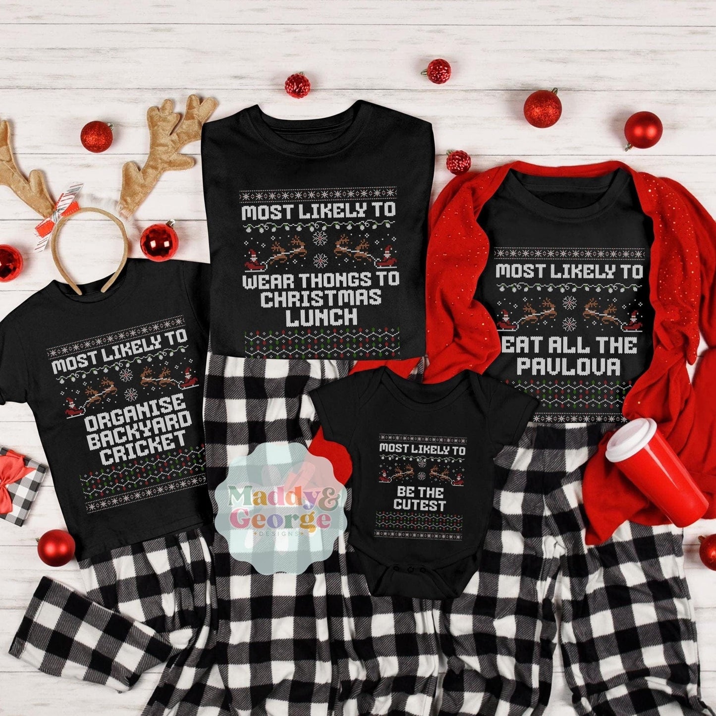 Most likely to Christmas Family Matching Shirts, Australian Christmas Shirt, Custom Matching Family Christmas Tees, Funny Ugly Xmas Sweater
