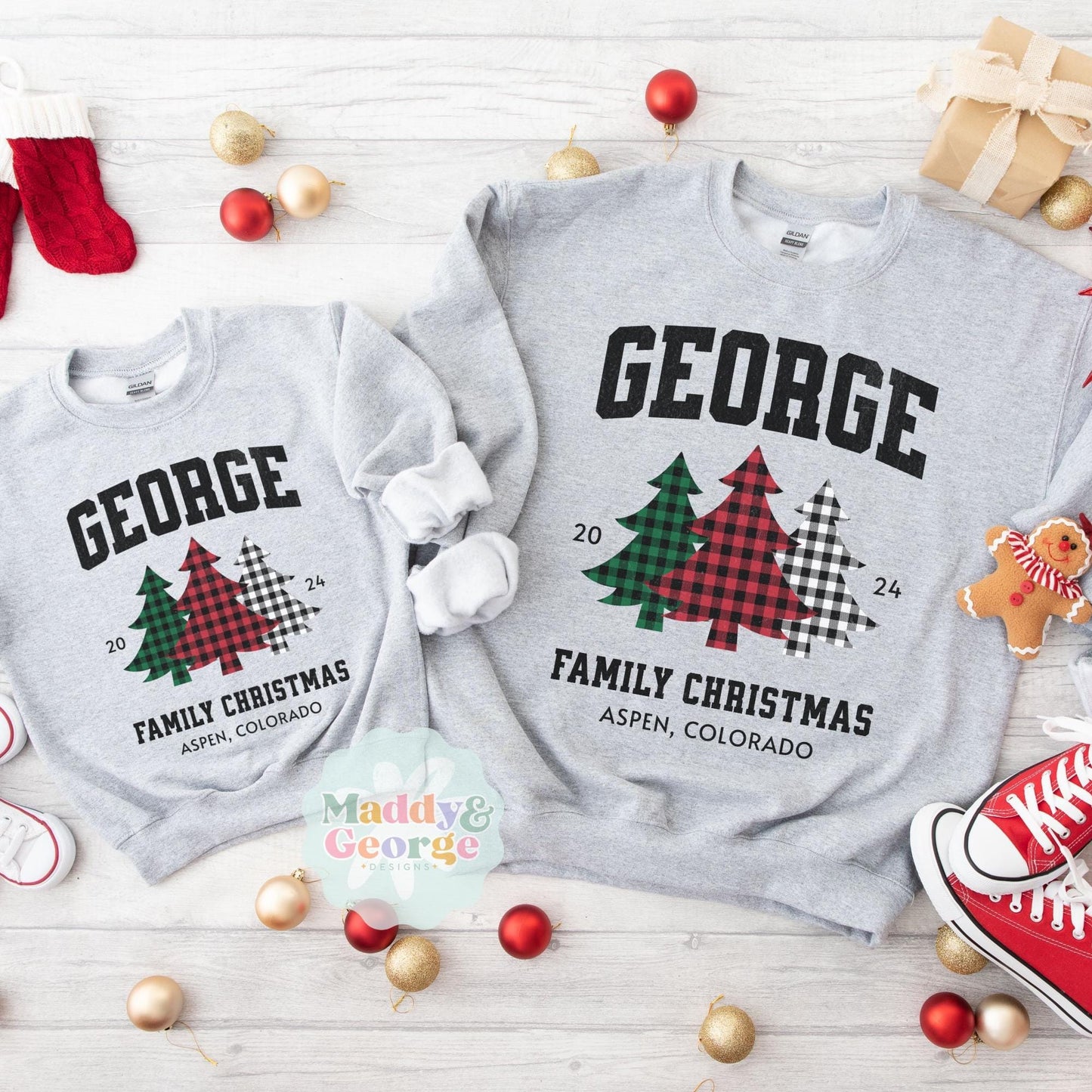 Custom Family Matching Christmas Sweatshirt, Mommy and Me Sweaters, Cute Winter Sweater, Personalized Name Christmas Family Crewneck, Xmas
