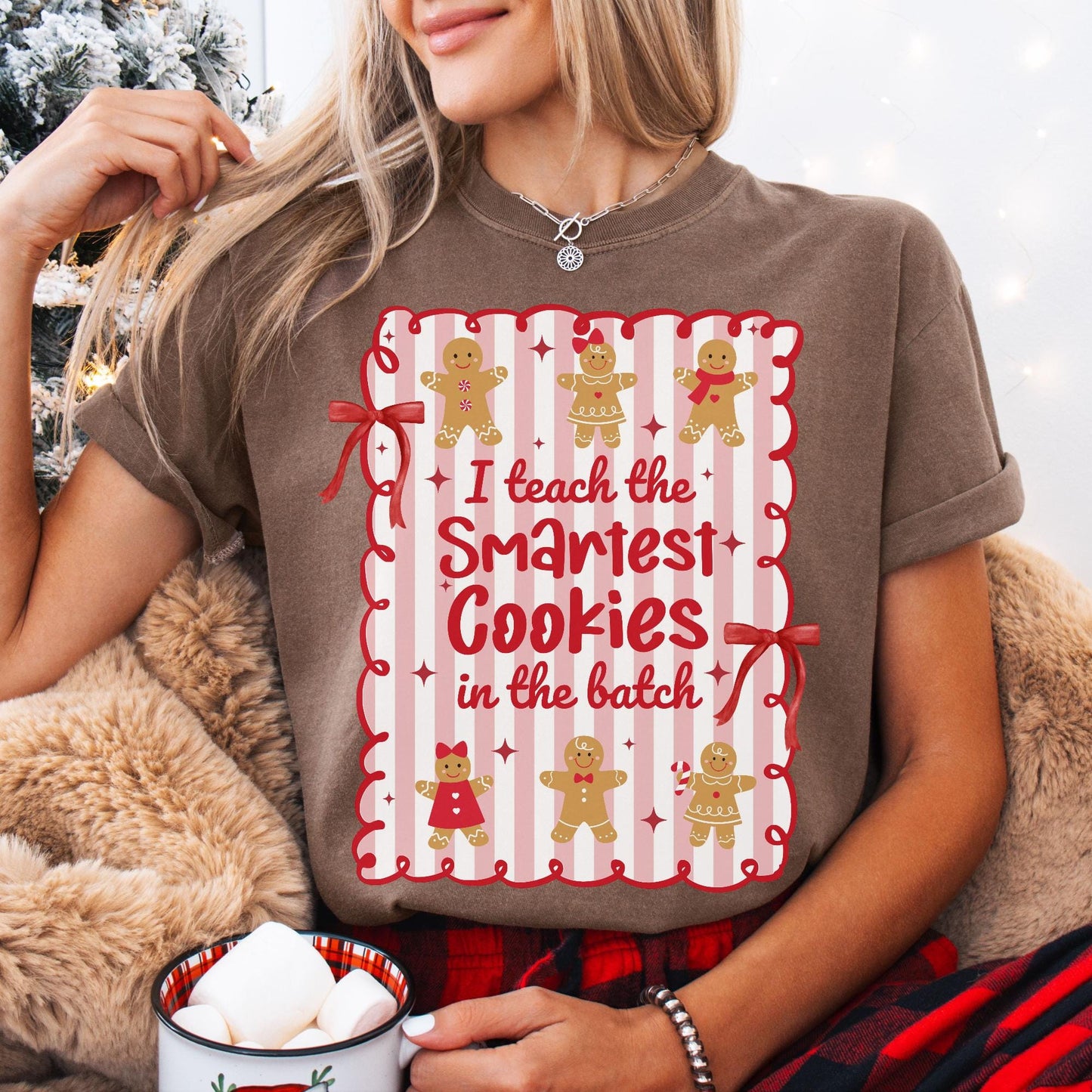 Gingerbread Teacher Christmas Comfort Colors Shirt, Teacher of Smart Cookies Tee, Teaching Team T-Shirt, Cute Teacher Gift, Holiday Gifts