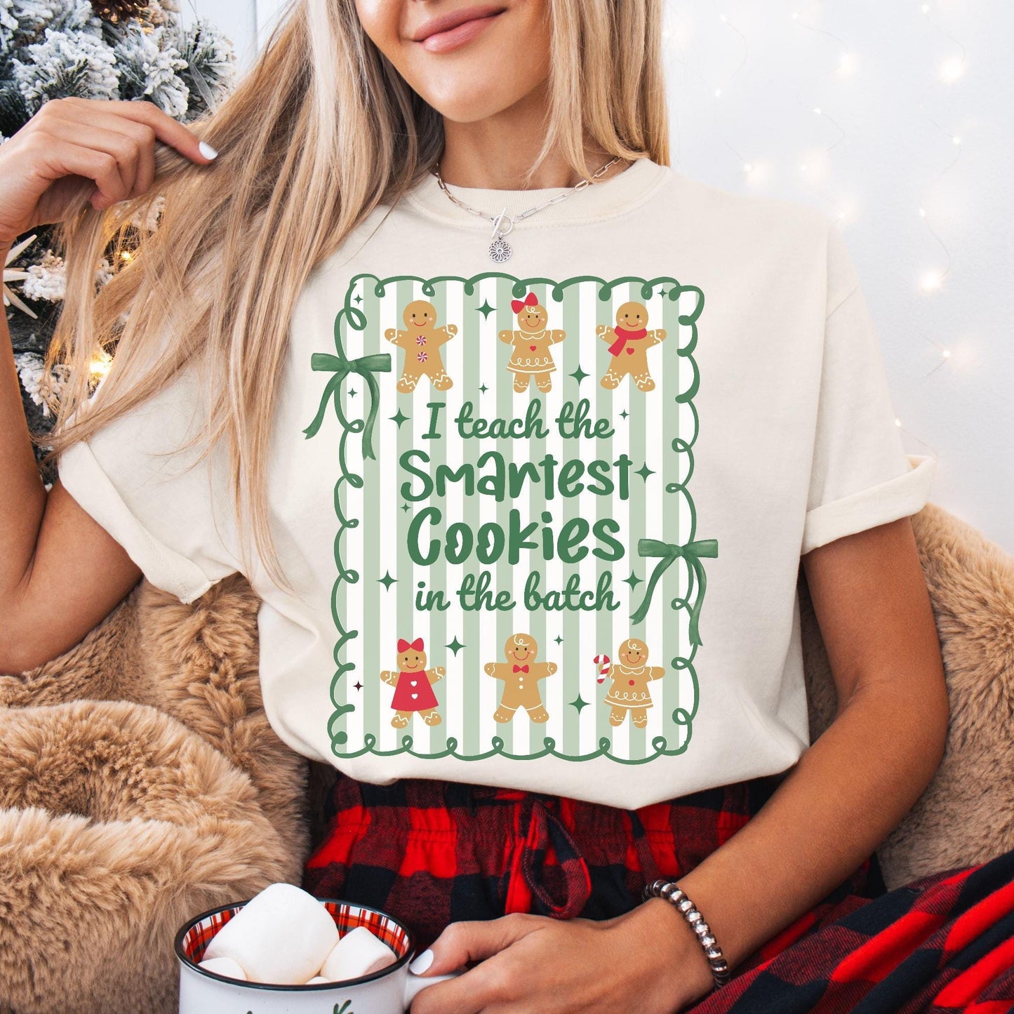 Gingerbread Teacher Christmas Comfort Colors Shirt, Teacher of Smart Cookies Tee, Teaching Team T-Shirt, Cute Teacher Gift, Holiday Gifts