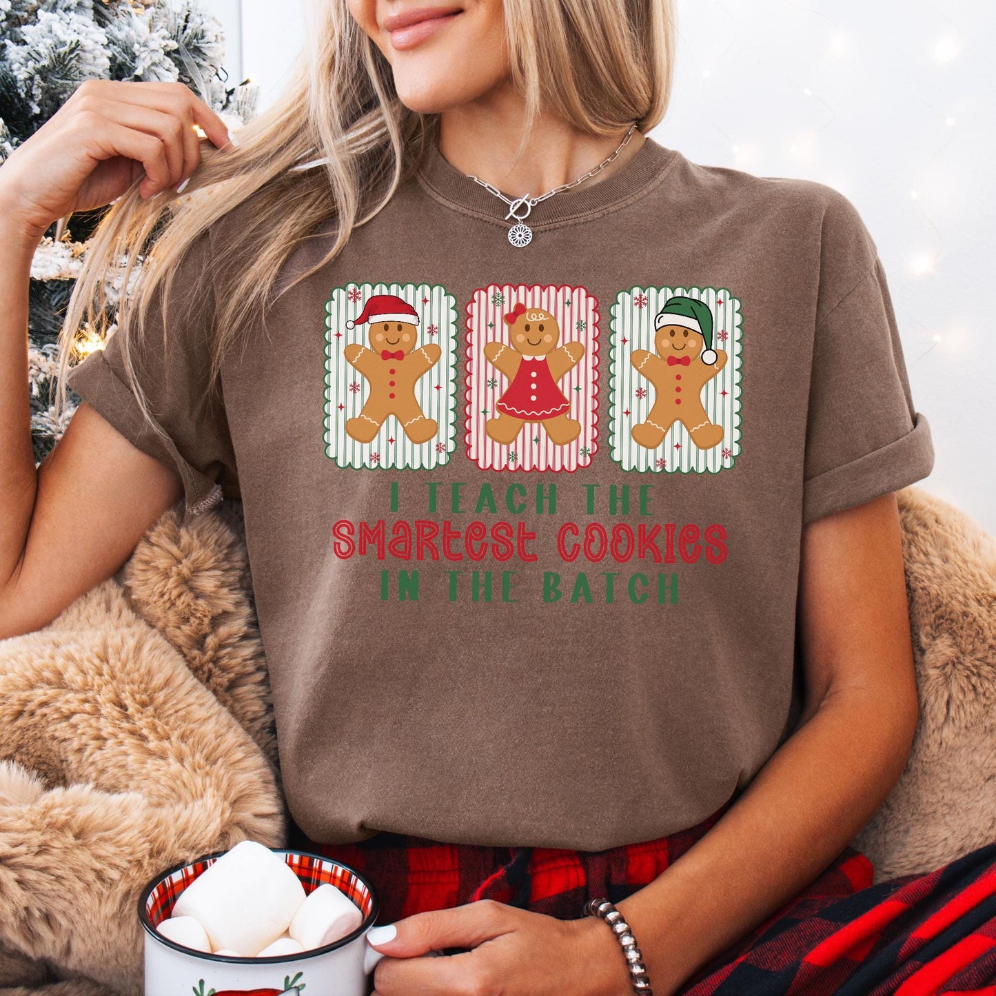 Gingerbread Teacher Christmas Comfort Colors Shirt, Teacher of Smart Cookies Tee, Teaching Team T-Shirt, Cute Teacher Gift, Holiday Gifts
