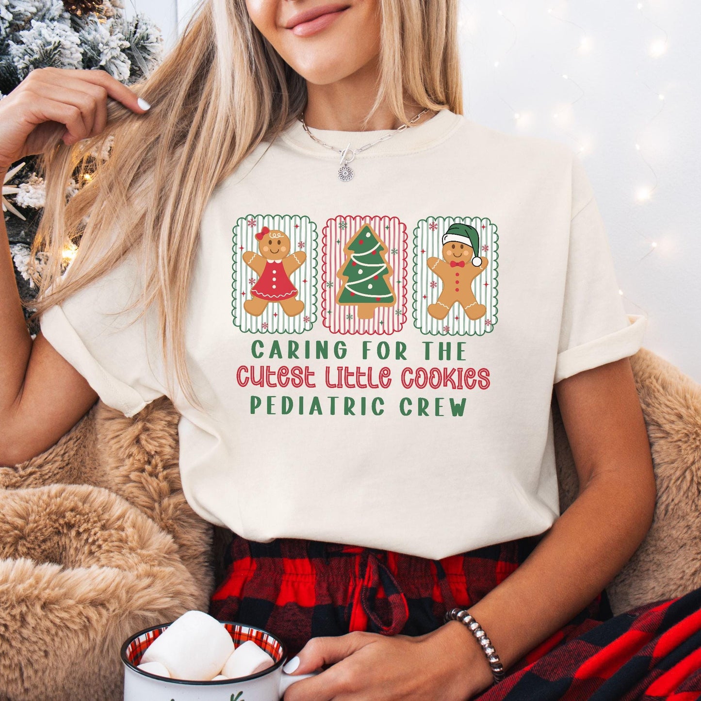 Christmas Pediatric Nurse Comfort Colors Shirt, Ped T-Shirt, Pediatric Crew Christmas Shirt, Cute Gingerbread Nurse Tee, Gift for Peds Nurse