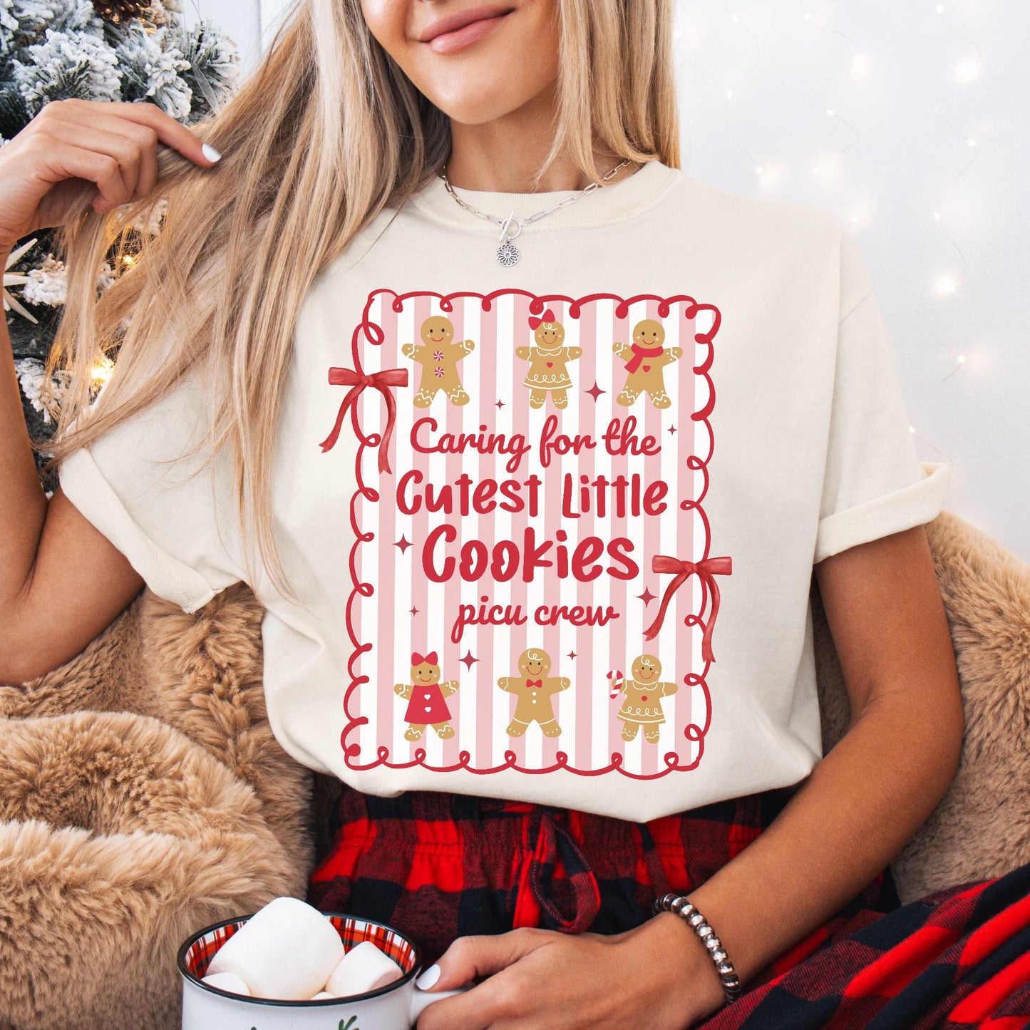Christmas PICU Comfort Colors Shirt, Pediatric ICU T-Shirt, PICU Crew Christmas Shirt, Cute Gingerbread Nurse Tee, Picu Nurse Gifts, Picu Rn