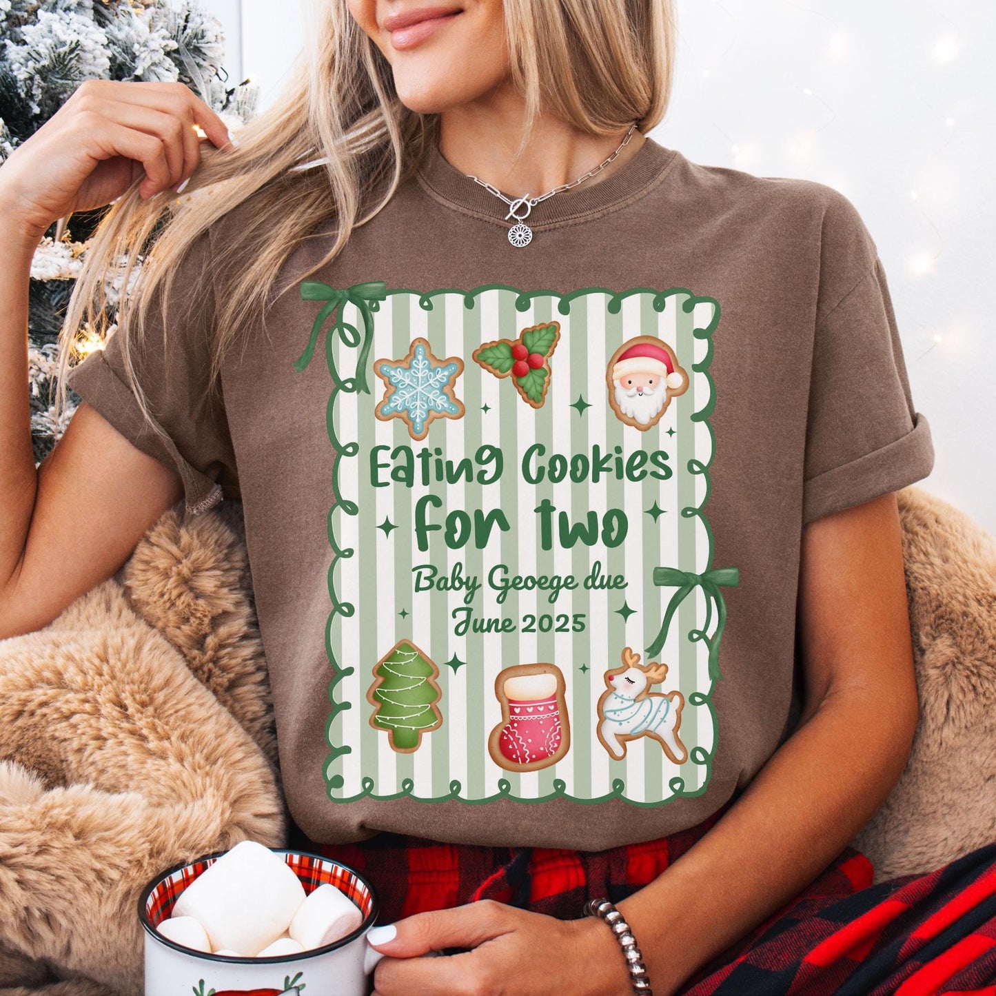 Custom Christmas Pregnancy Announcement Comfort Colors Shirt, Christmas Baby Reveal Tee, Pregnant Holiday Shirt, Gingerbread Cookie Reveal