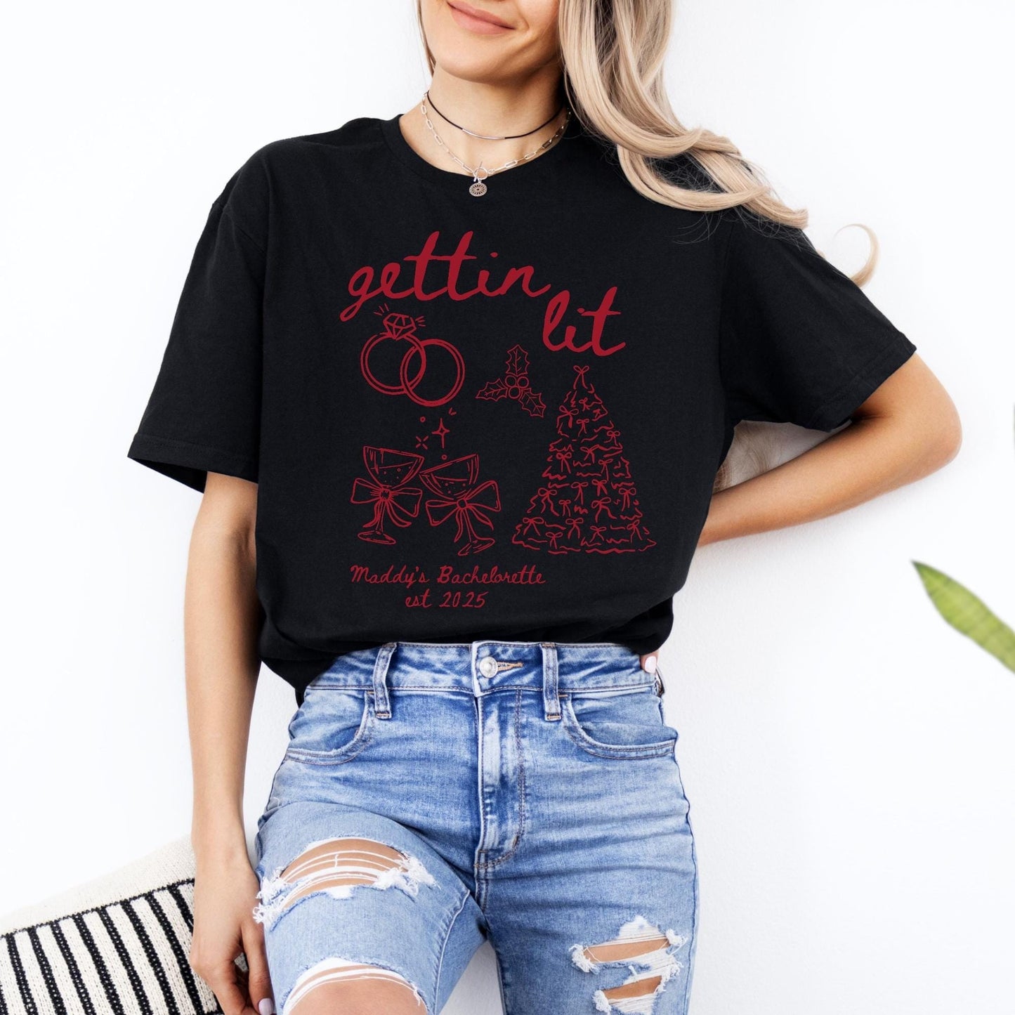 Custom Christmas Bachelorette Shirt, Personalized Bridal Party Tees, Trendy Bach, Winter Bach Party Gift, Bridesmaid Proposal, Hens Party