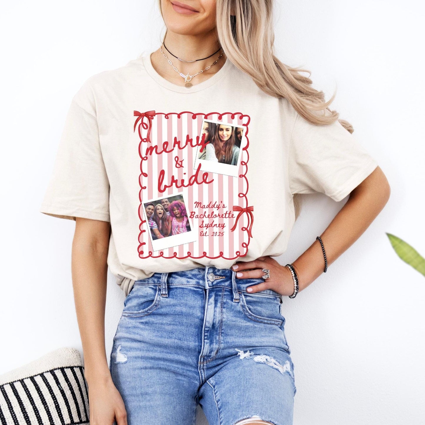 Custom Photo Christmas Bachelorette Shirt, Personalized Bridal Party Tees, Trendy Bach, Winter Bach Gift, Bridesmaid Proposal, Hens Party