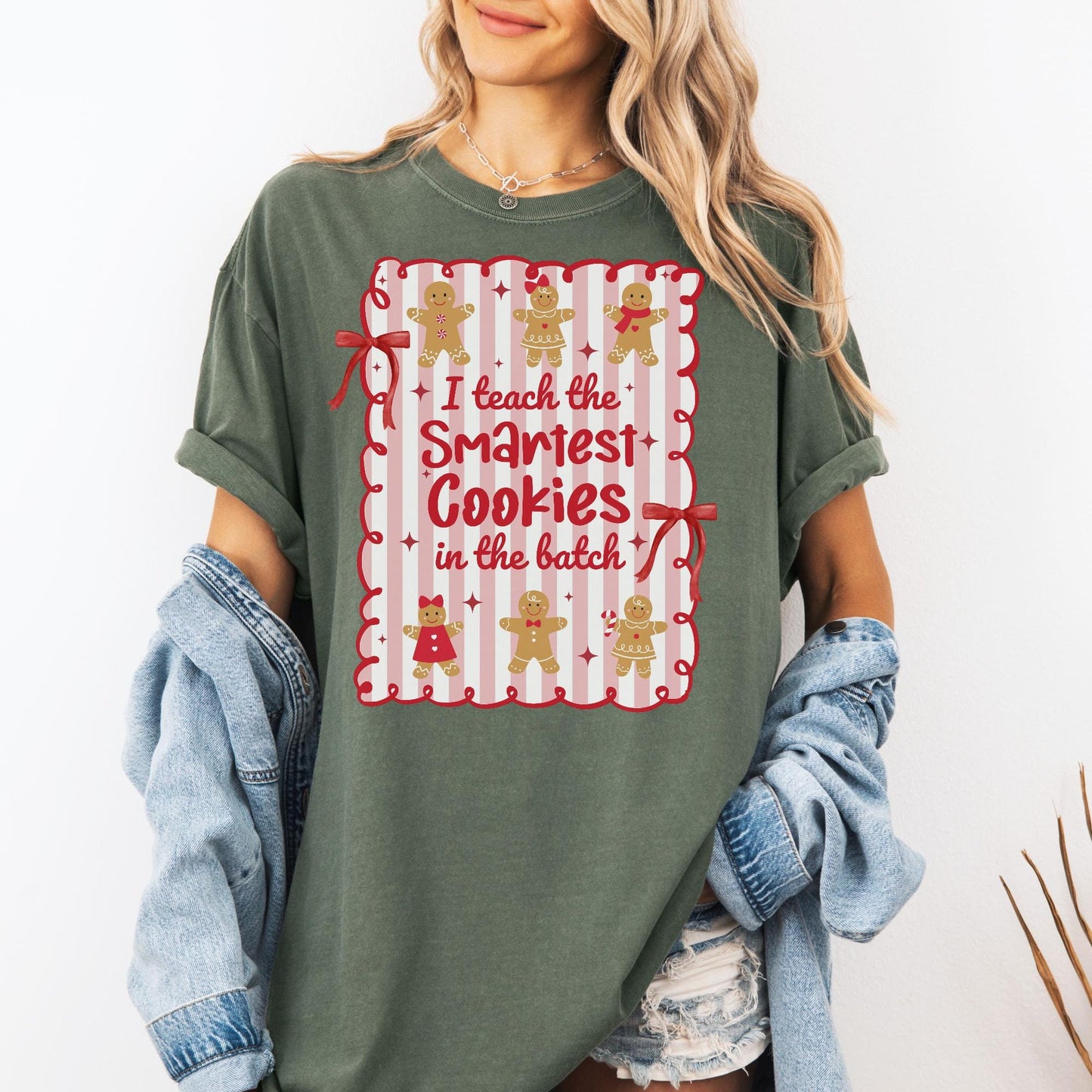 Gingerbread Teacher Christmas Comfort Colors Shirt, Teacher of Smart Cookies Tee, Teaching Team T-Shirt, Cute Teacher Gift, Holiday Gifts