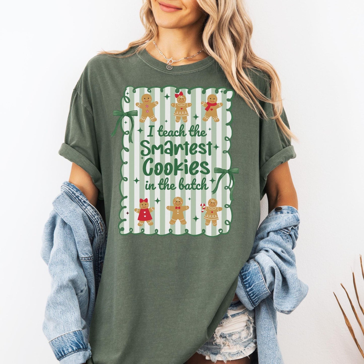Gingerbread Teacher Christmas Comfort Colors Shirt, Teacher of Smart Cookies Tee, Teaching Team T-Shirt, Cute Teacher Gift, Holiday Gifts
