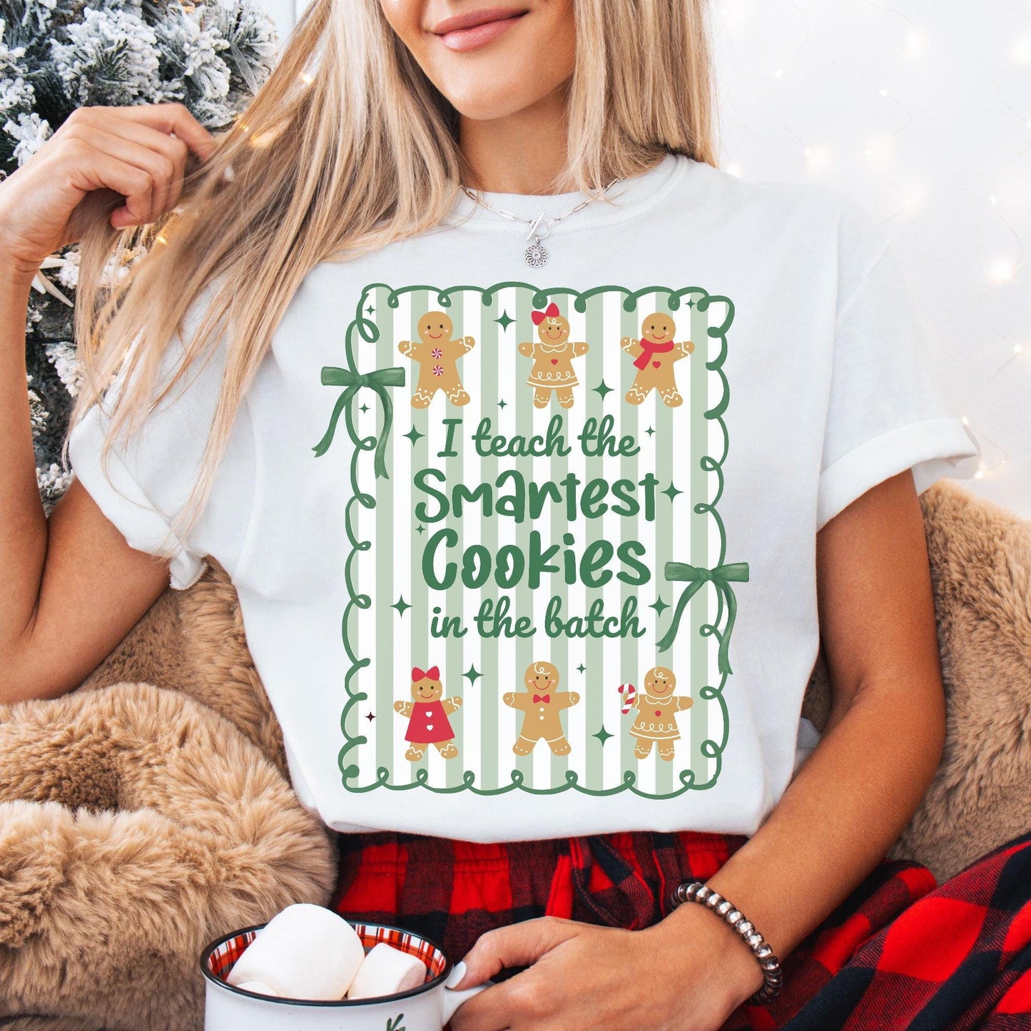 Gingerbread Teacher Christmas Comfort Colors Shirt, Teacher of Smart Cookies Tee, Teaching Team T-Shirt, Cute Teacher Gift, Holiday Gifts