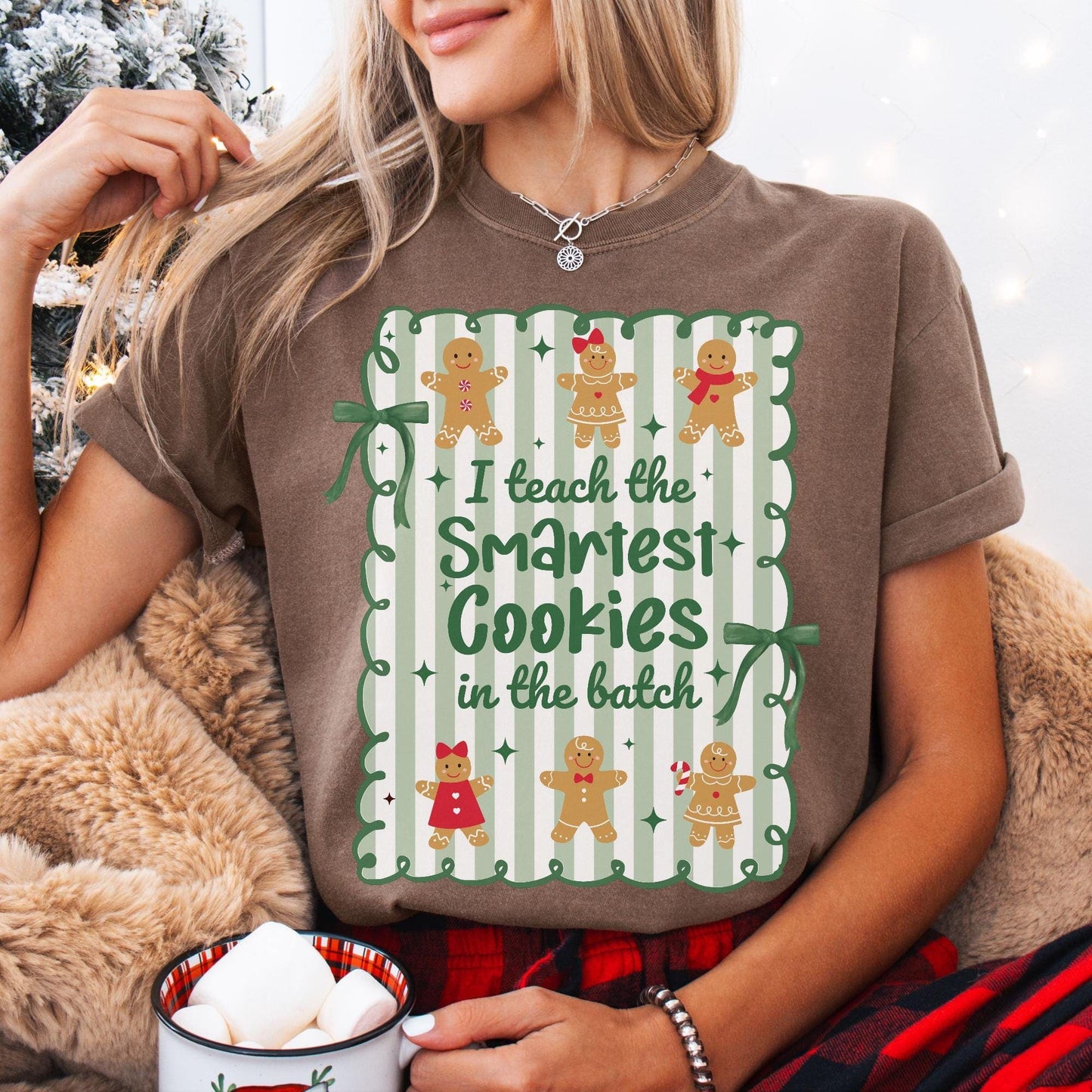 Gingerbread Teacher Christmas Comfort Colors Shirt, Teacher of Smart Cookies Tee, Teaching Team T-Shirt, Cute Teacher Gift, Holiday Gifts