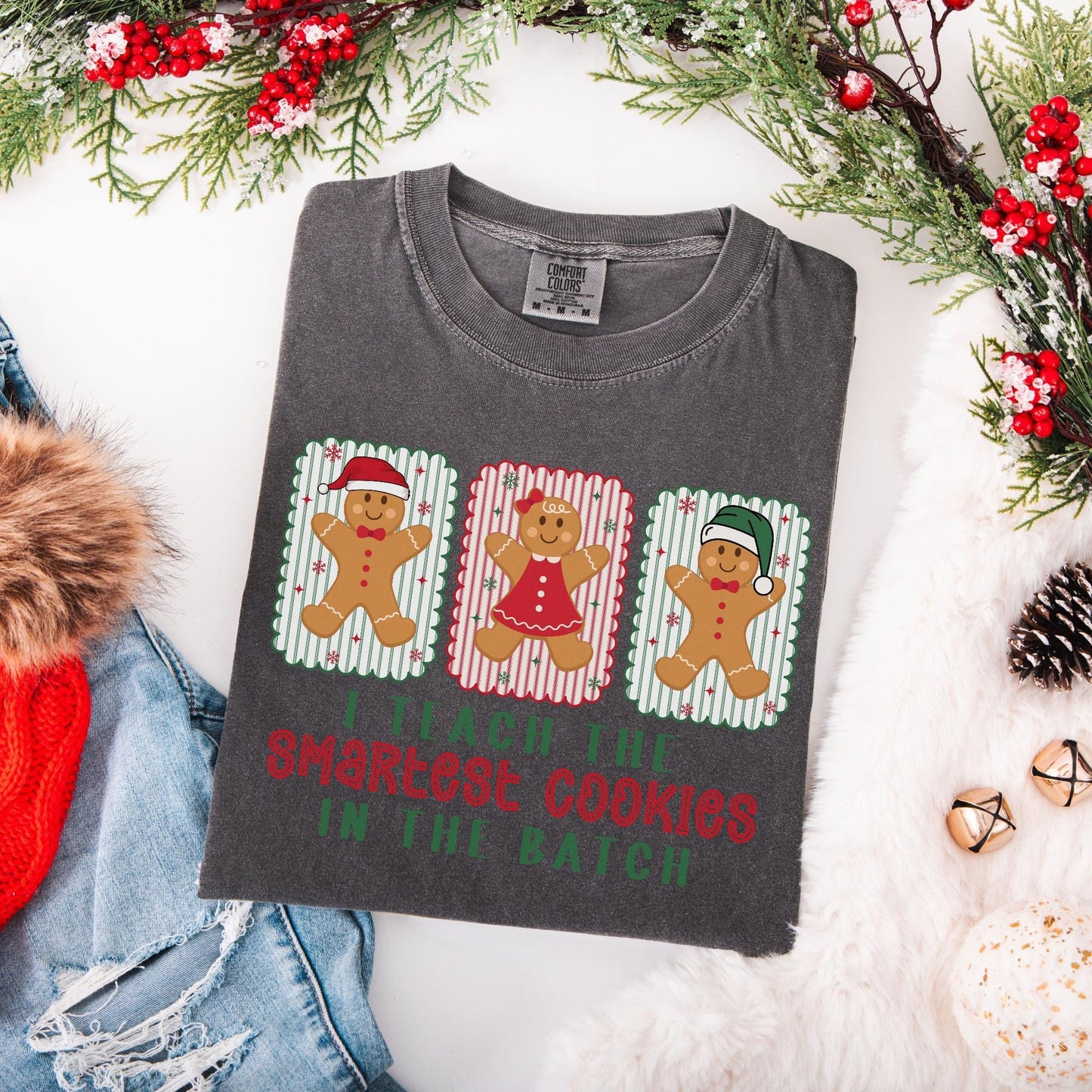 Gingerbread Teacher Christmas Comfort Colors Shirt, Teacher of Smart Cookies Tee, Teaching Team T-Shirt, Cute Teacher Gift, Holiday Gifts