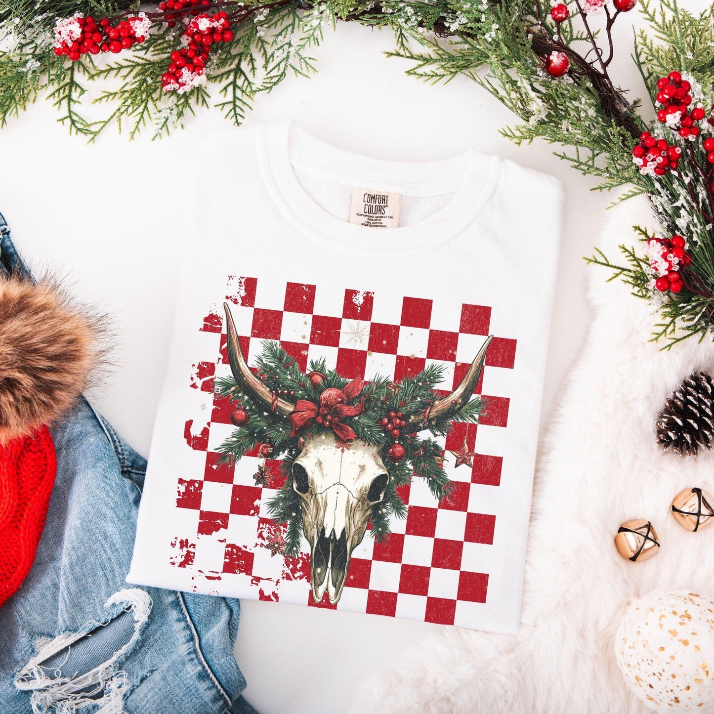 Western Christmas Comfort Colors Shirt, Vintage Merry Christmas TShirt, Christmas Western Outfit, Xmas Gift For Her, Coquette Cowgirl Tee