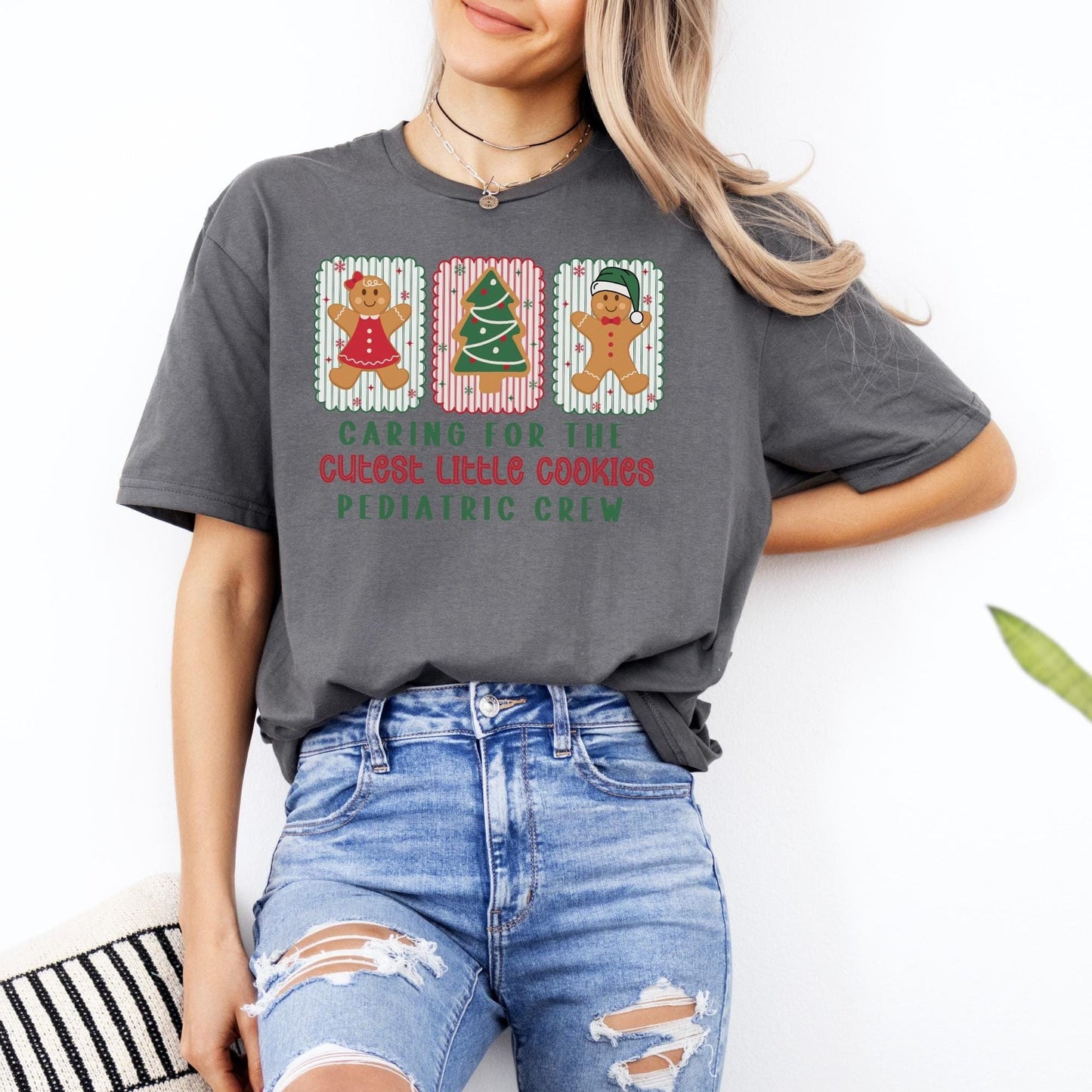 Christmas Pediatric Nurse Shirt, Ped T-Shirt, Pediatric Crew Christmas Shirt, Cute Gingerbread Nurse Tee, Gift for Peds Nurse, School Nurse