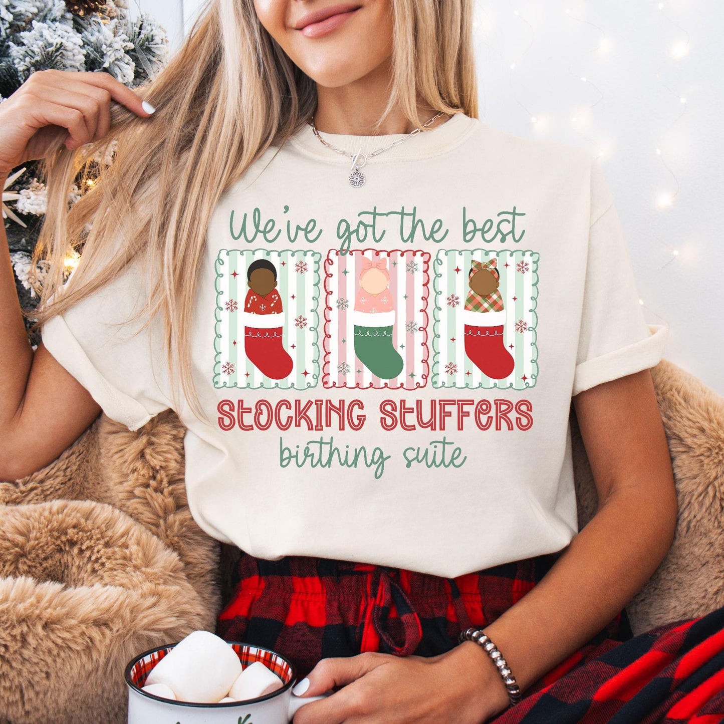 Christmas Birthing Suite Nurse Comfort Colors Shirt, L&D Nurse Christmas T-Shirt, OB Nurse Christmas Gift, Matching Midwife Xmas Tees, OBGYN