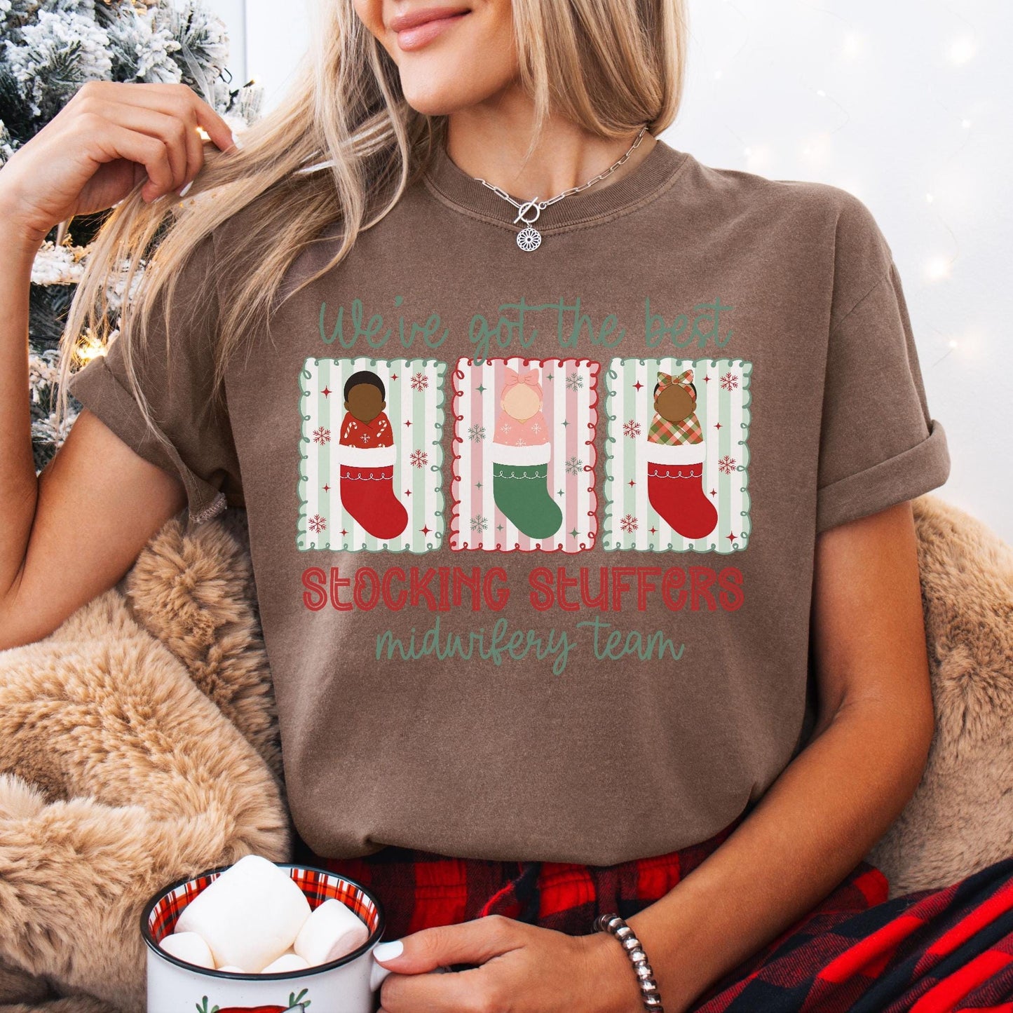 Christmas Midwifery Team Comfort Colors Shirt, Nurse Midwife Christmas T-Shirt, Birth Center Christmas Gift, Matching Midwife Xmas Tees