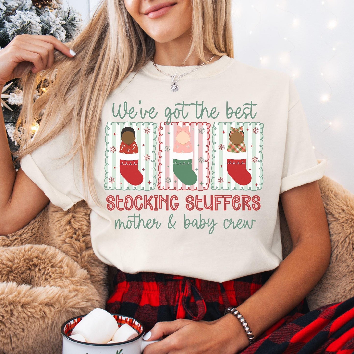 Christmas Mother and Baby Nurse Comfort Colors Shirt, Mother Baby Unit T-Shirt, L&D Nurse Christmas Gift, Matching MBU Crew Tees, Postpartum