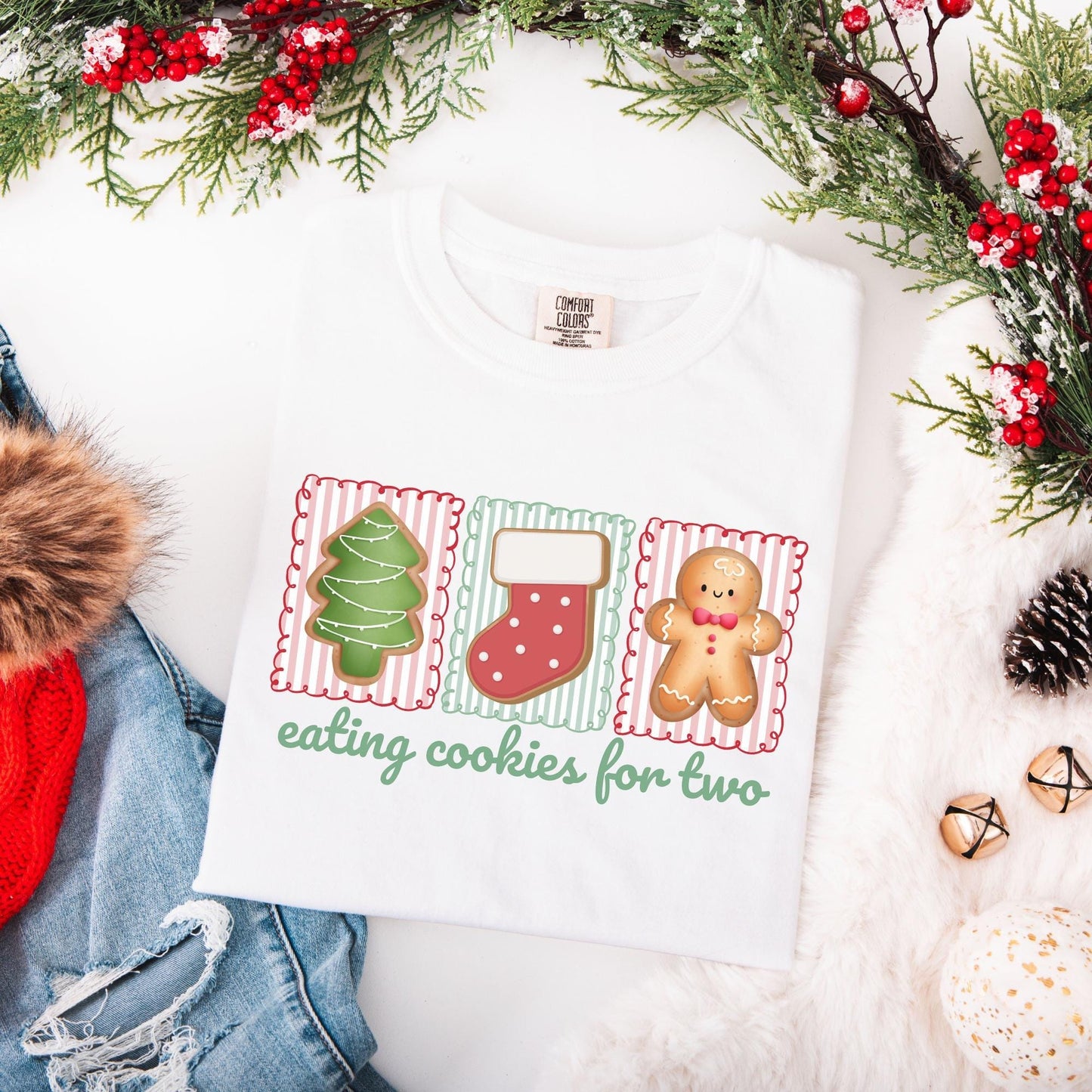 Christmas Pregnancy Announcement Comfort Colors Shirt, Christmas Baby Reveal Tee, Pregnant Holiday TShirt, Gingerbread Cookie Reveal, Xmas