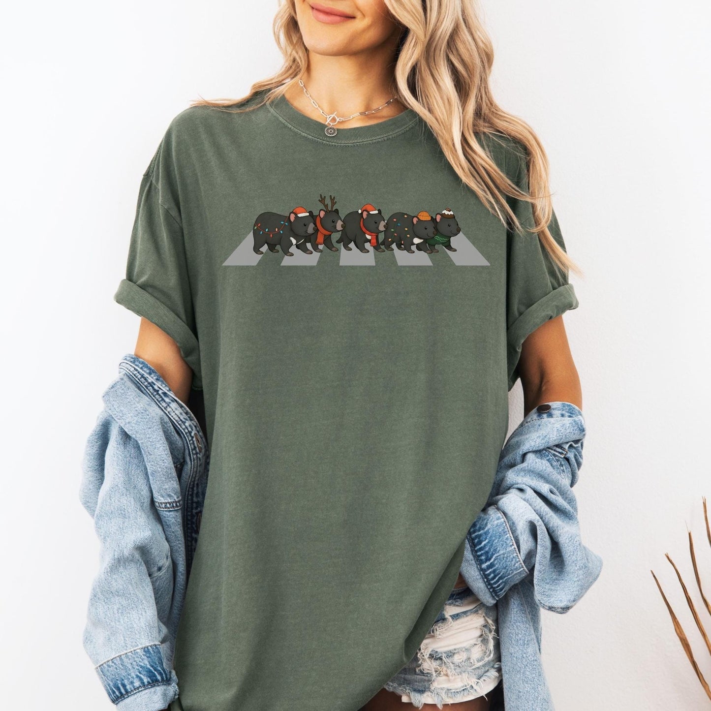 Tasmanian Devil Christmas Comfort Colors Shirt, Australian Animals Tee, Matching Family Aussie Christmas T-Shirt, Funny Christmas Shirts,