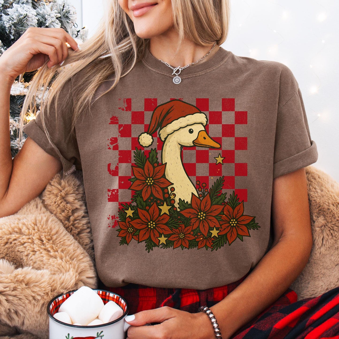 Christmas Goose Comfort Colors Shirt, Silly Goose Christmas Shirts, Xmas Gifts for Her, Trendy Holiday TShirt, Santa Goose Tee, Farm Lover