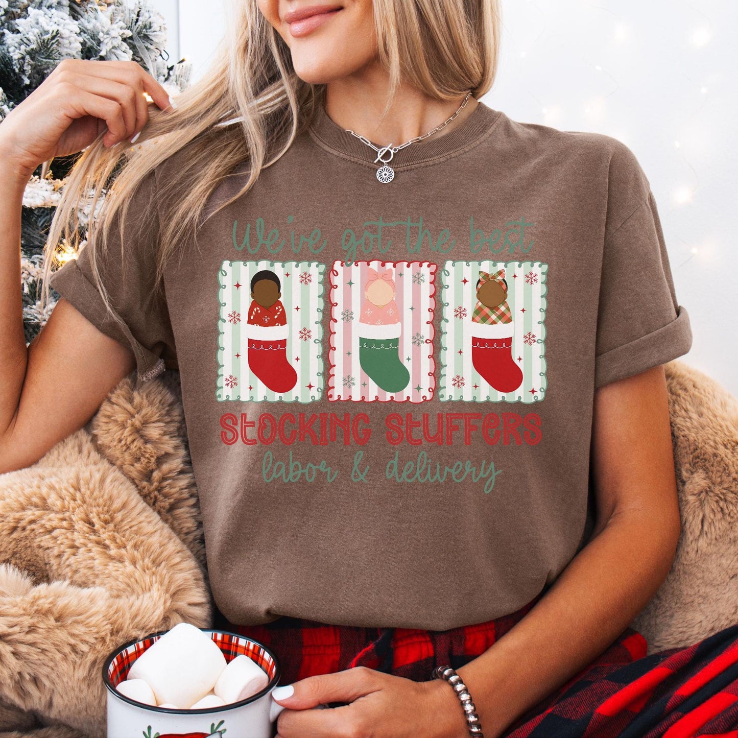Christmas Labor And Delivery Nurse Comfort Colors Shirt, L&D Nurse Christmas T-Shirt, OB Nurse Christmas Gift, Matching Labor Nurse Tees