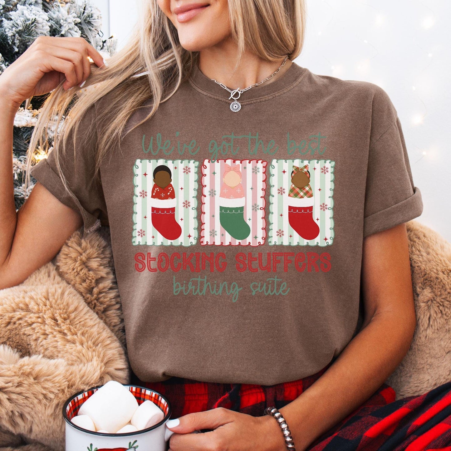 Christmas Birthing Suite Nurse Comfort Colors Shirt, L&D Nurse Christmas T-Shirt, OB Nurse Christmas Gift, Matching Midwife Xmas Tees, OBGYN