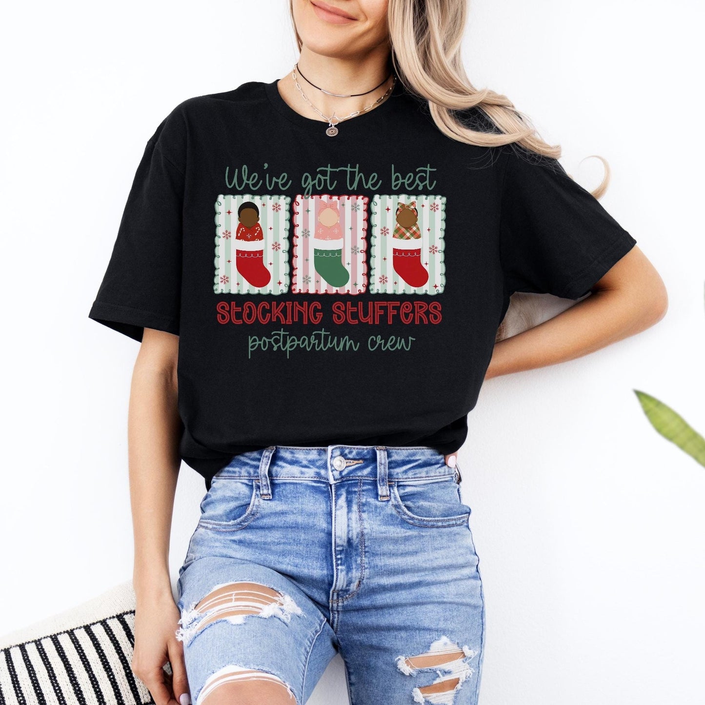 Postpartum Nurse Christmas Shirt, Mother Baby Unit T-Shirt, L&D Nurse Xmas Gift, Matching MBU Crew Tees, Midwife Shirts, OBGYN Holiday Shirt
