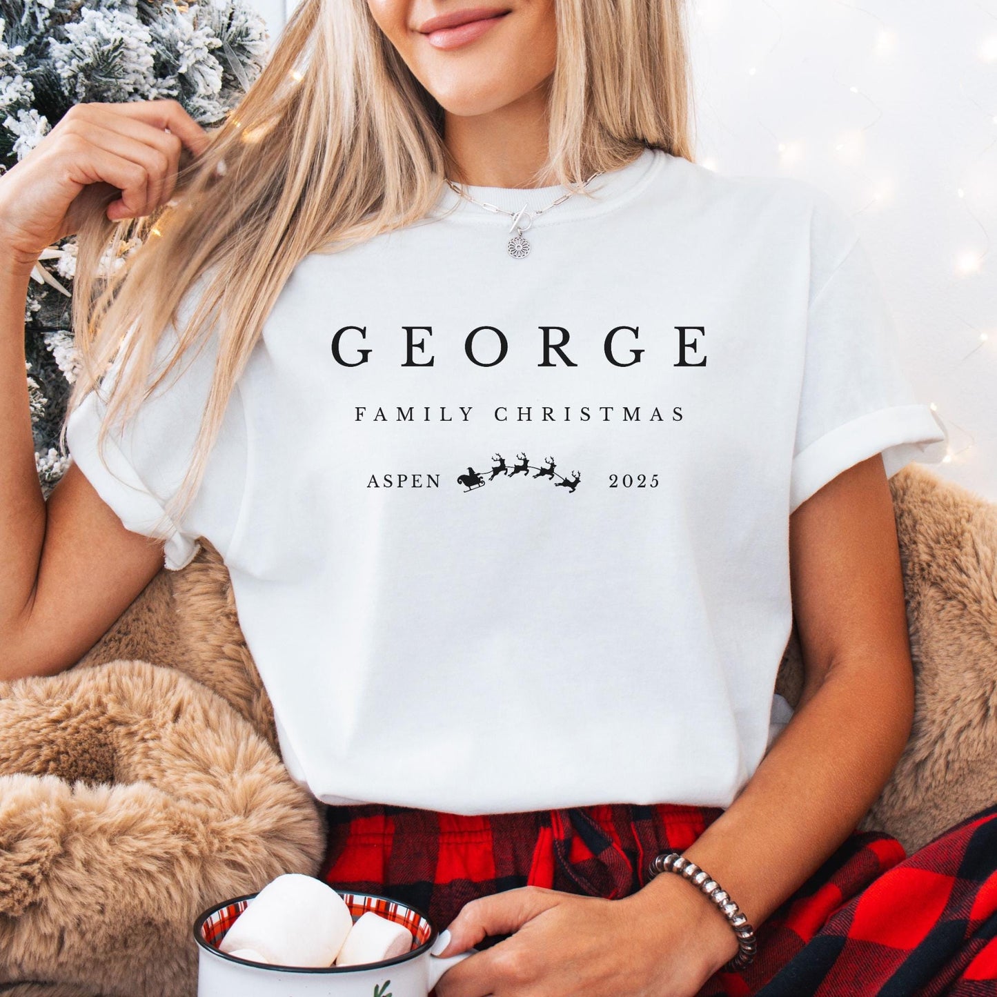 Custom Family Christmas Comfort Colors Shirt, Personalized Name Xmas Shirts, Family Christmas Pajamas, Matching Holiday Tees, Group T-Shirts