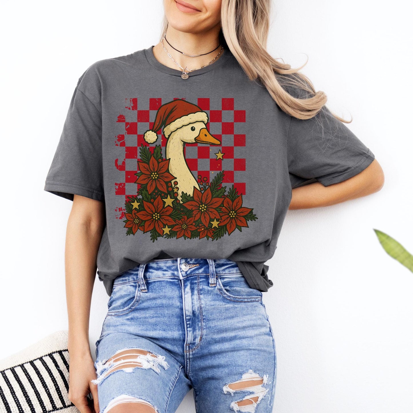 Christmas Gooses Shirt, Silly Goose Christmas Shirts, Xmas Gifts for Her, Trendy Holiday TShirt, Santa Goose Tee, Farm Lover Gift, Funny Tee